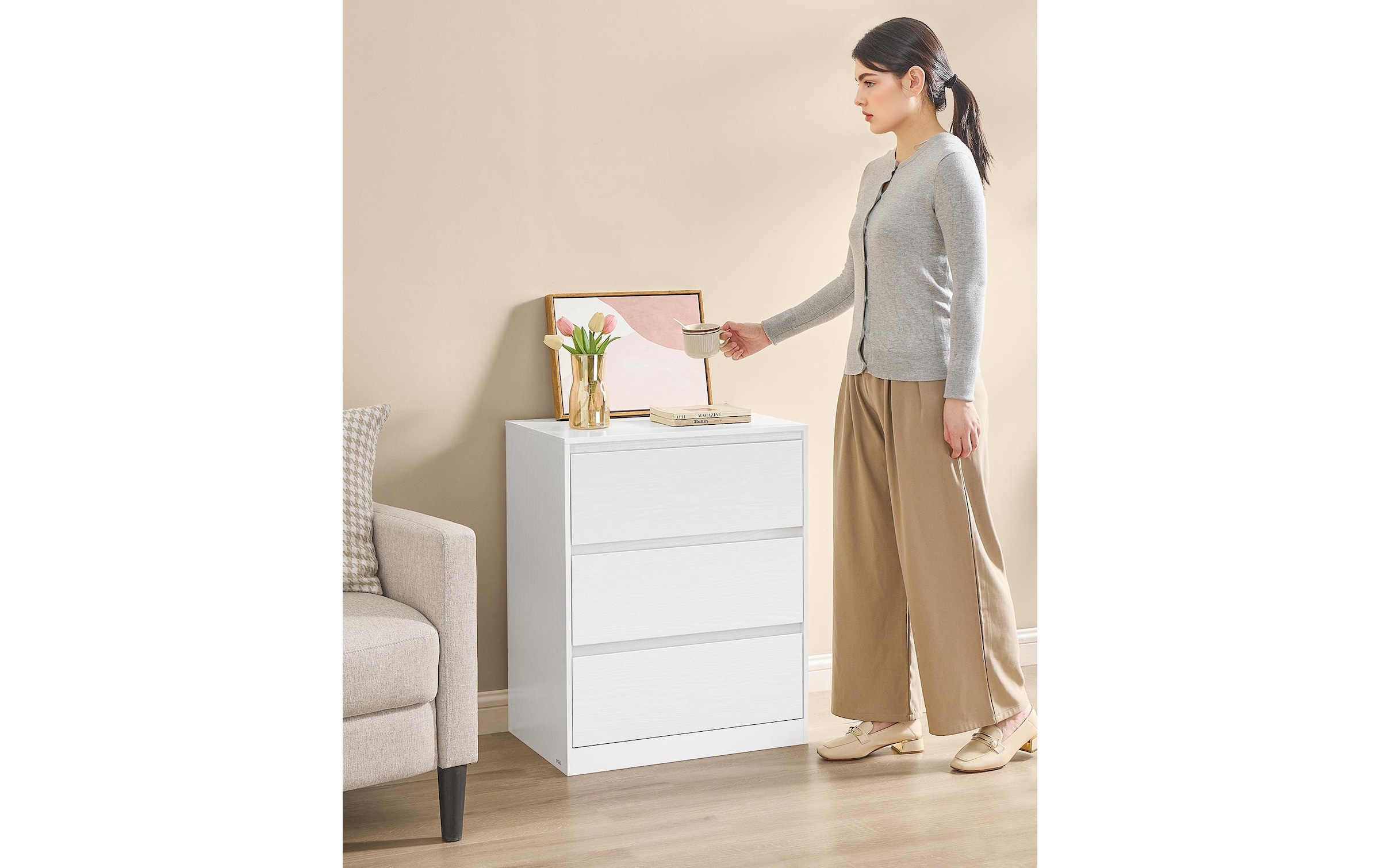 VASAGLE Schublade »mit 3 Schubladen 60 x 75 cm«