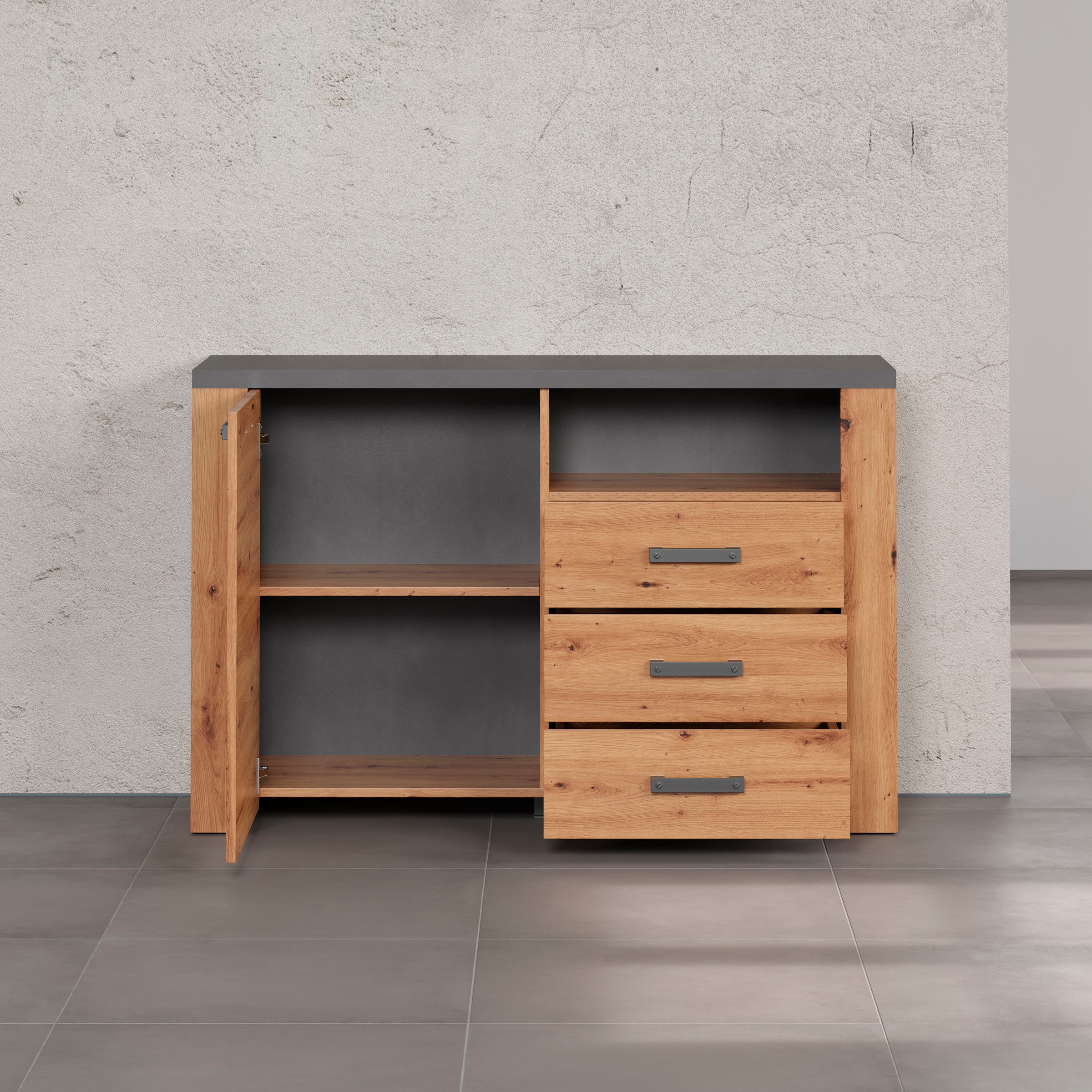 Home affaire Sideboard »Ambres« 1 cuis tlg. Sideboard, 1 Tür, 3 Schubkasten, 1 Fach, Soft-Close 127/40/83 cm