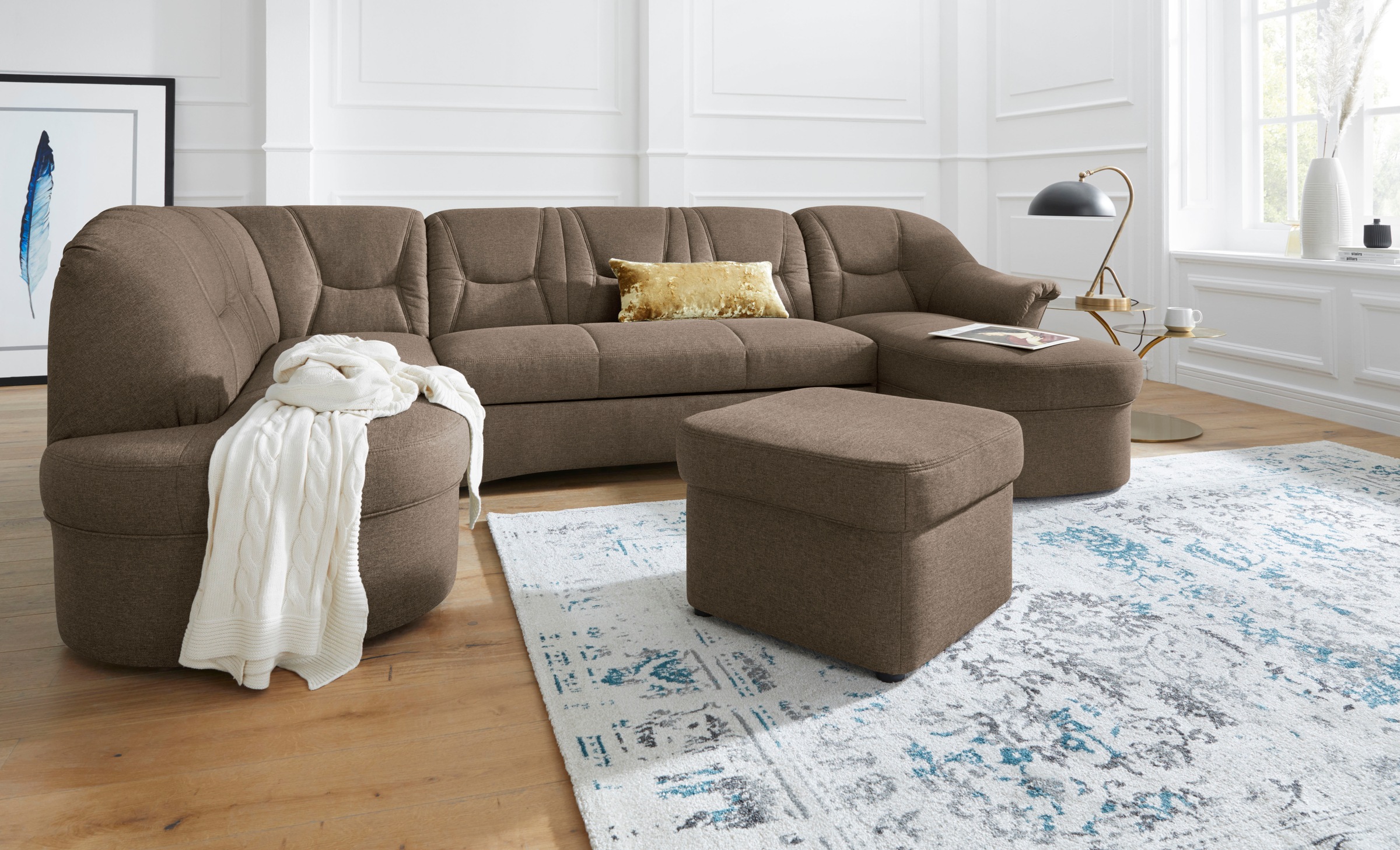 DOMO collection Polsterhocker »SARAFINA 61x61 cm, hochwertig und komfortabel«