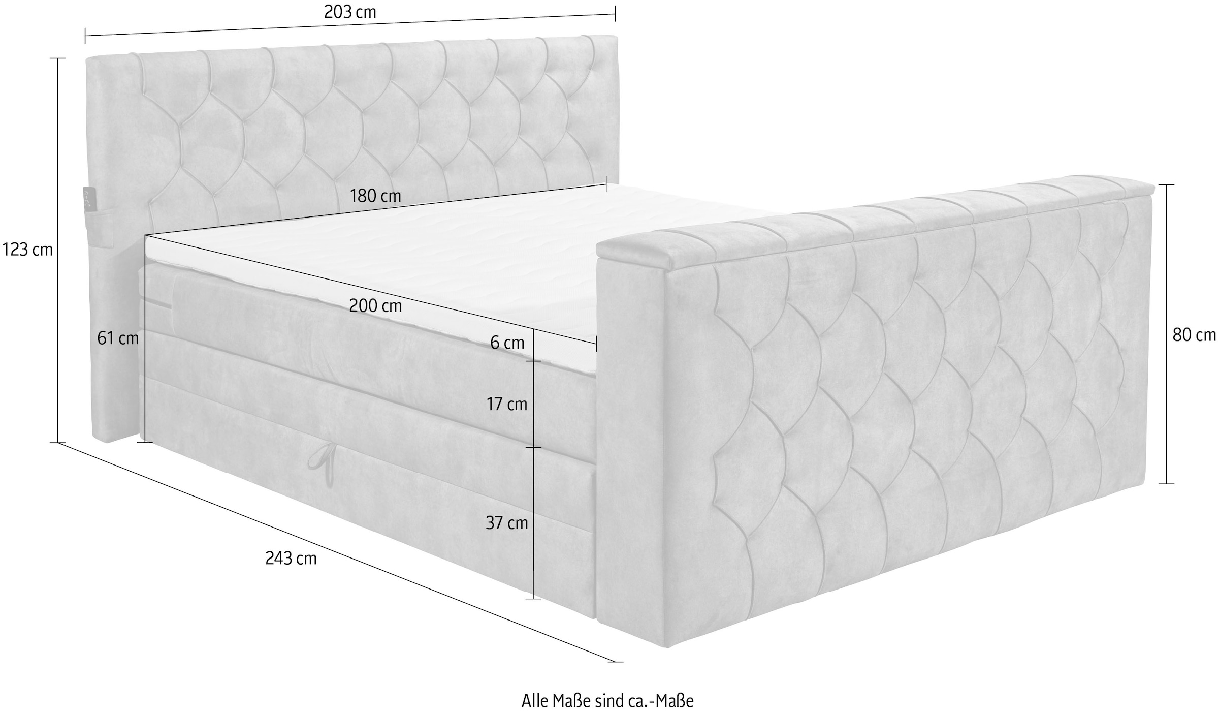 ED EXCITING DESIGN Boxspringbett »Springdale« mit Bettkasten, motorisierter TV-Halterung, Duo-Matratze (H3/H4)