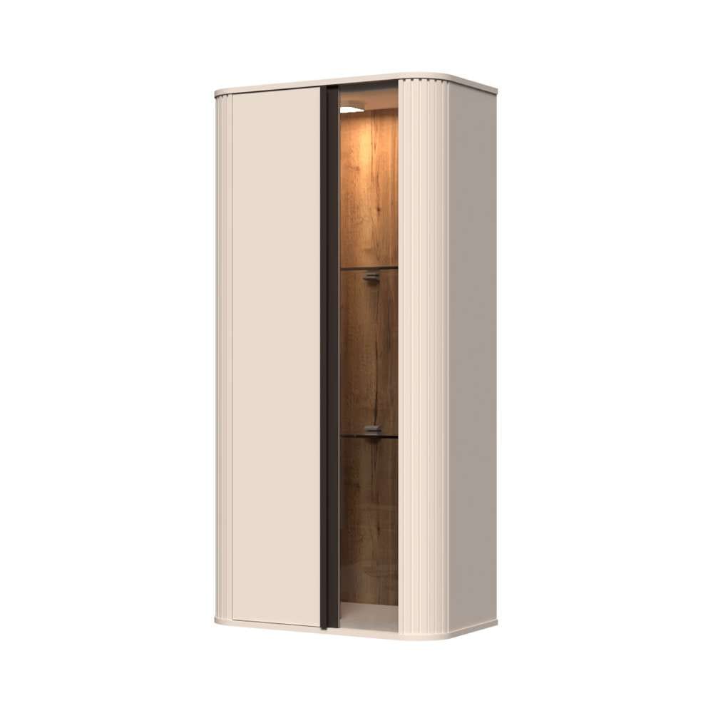 GOODproduct Vitrine suspendue »Rondo, Wandschrank, Schwebendes Design für modernen Wohnraum« laqué UV, fonction Soft Close, éclairage, montage mural