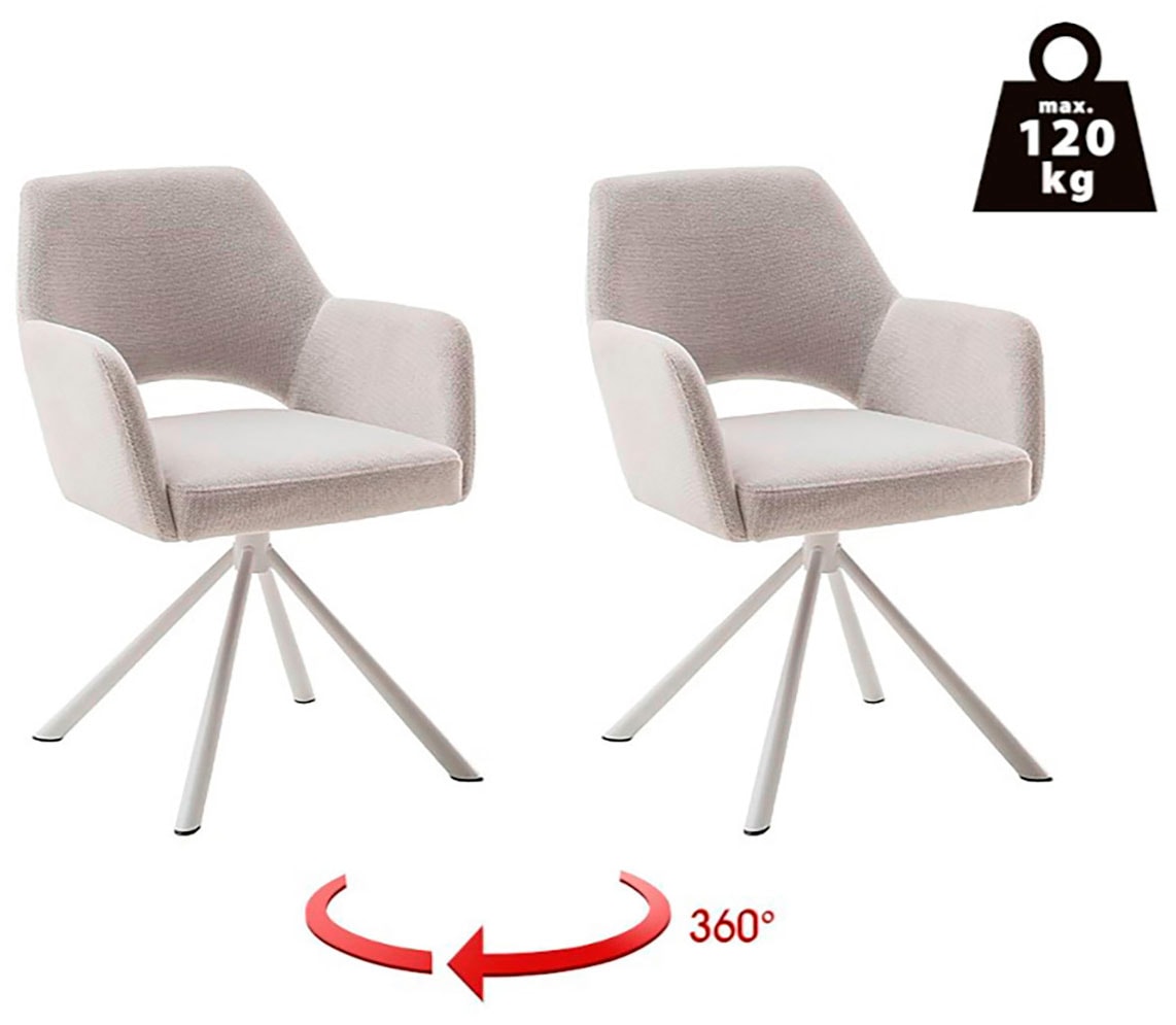 MCA furniture 4-Fussstuhl »BEVERLY« (Set) 2 Stk.Esszimmerstuhl,Chenilleoptik,360°drehbar,Sitzhöhe 49cm,belastbar 120kg