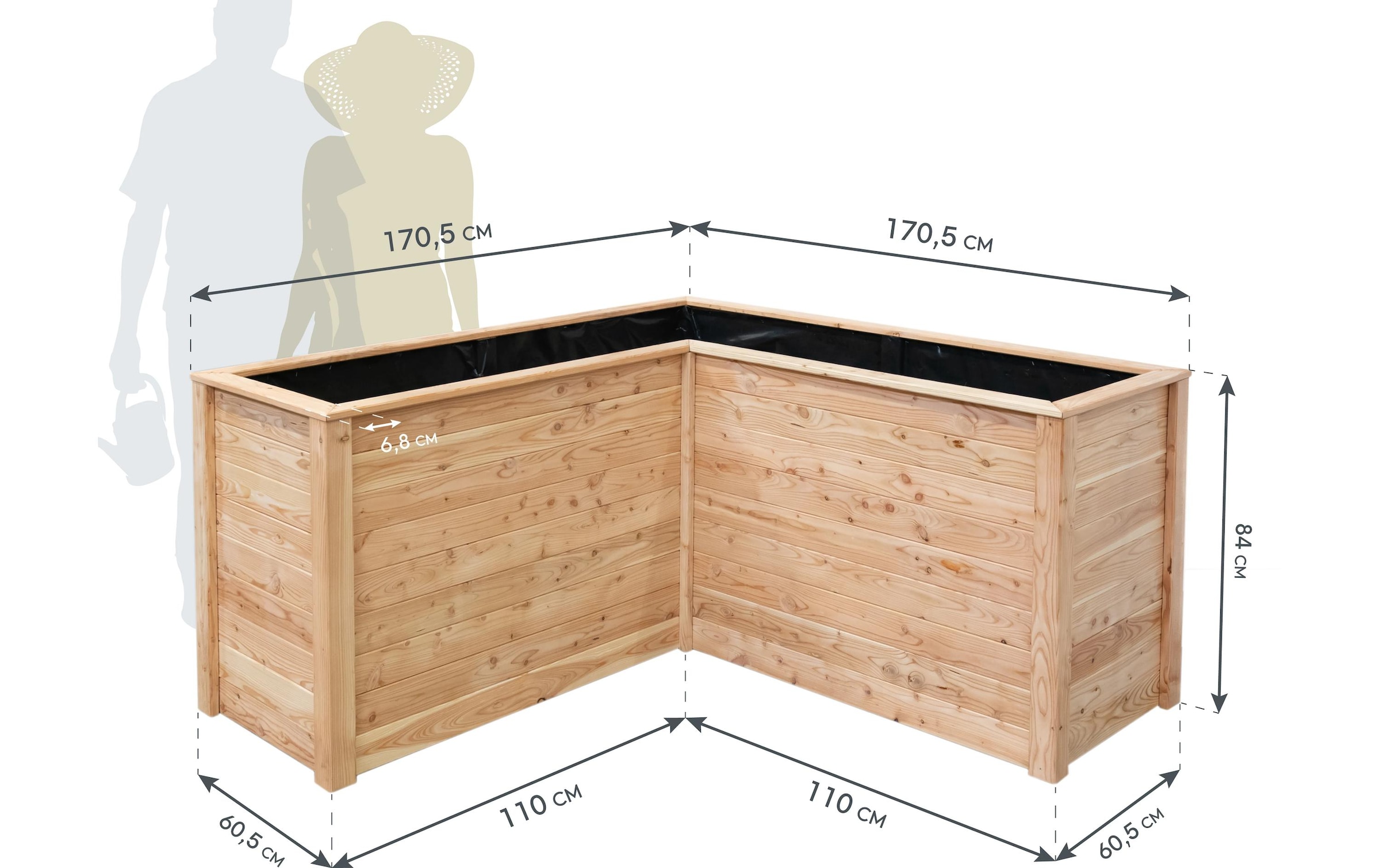 WESTMANN Lit surélevé »Lärchenholz Hochbeet »Klassik L 170«« Bac de jardin d'angle, naturel