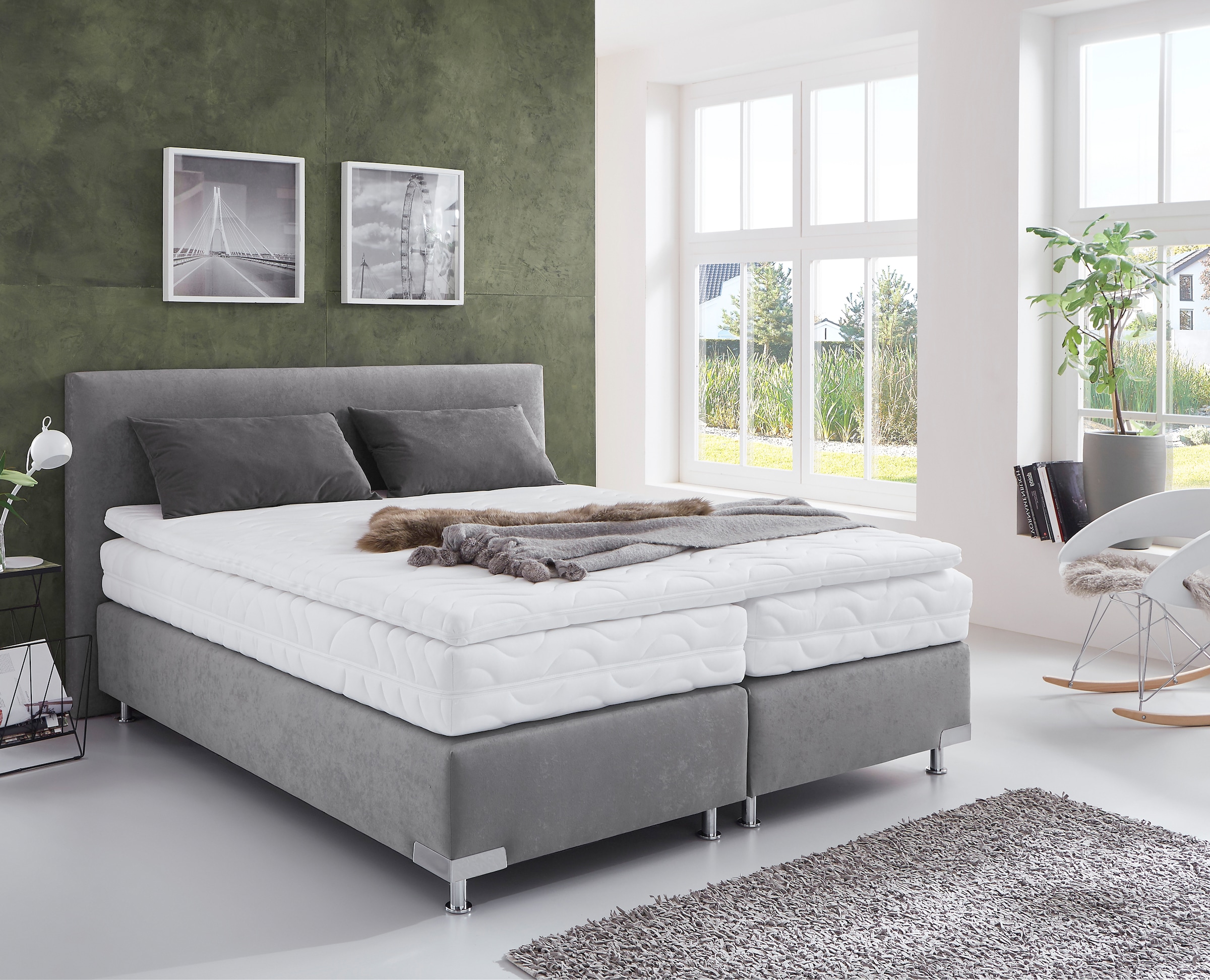 Westfalia Schlafkomfort Lit boxspring »Ambiente, wahlweise in verschiedenen Grössen & Farben« in verschiedenen Härtegraden, wahlweise mit Topper