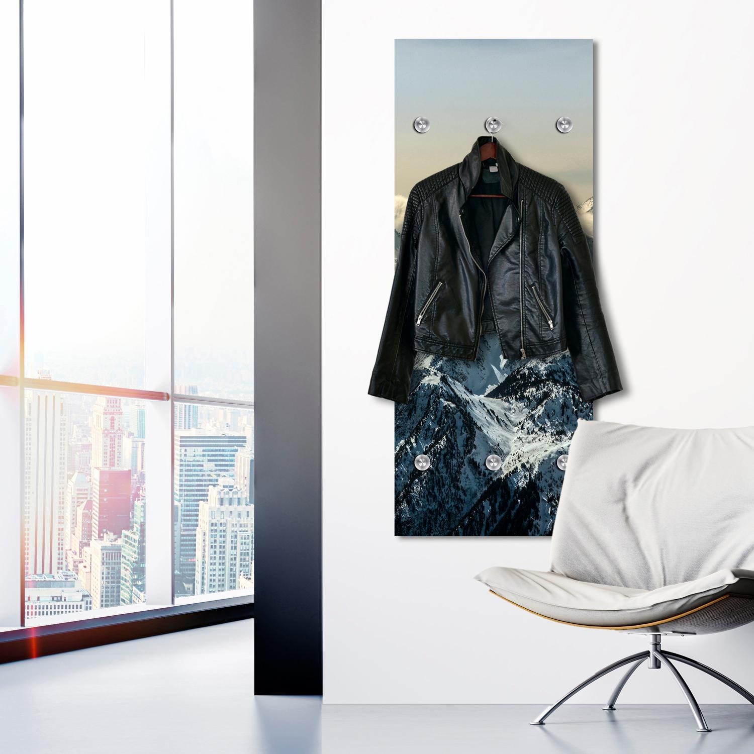 queence Garderobenleiste »Berge« mit 6 Haken, 50 x 120 cm