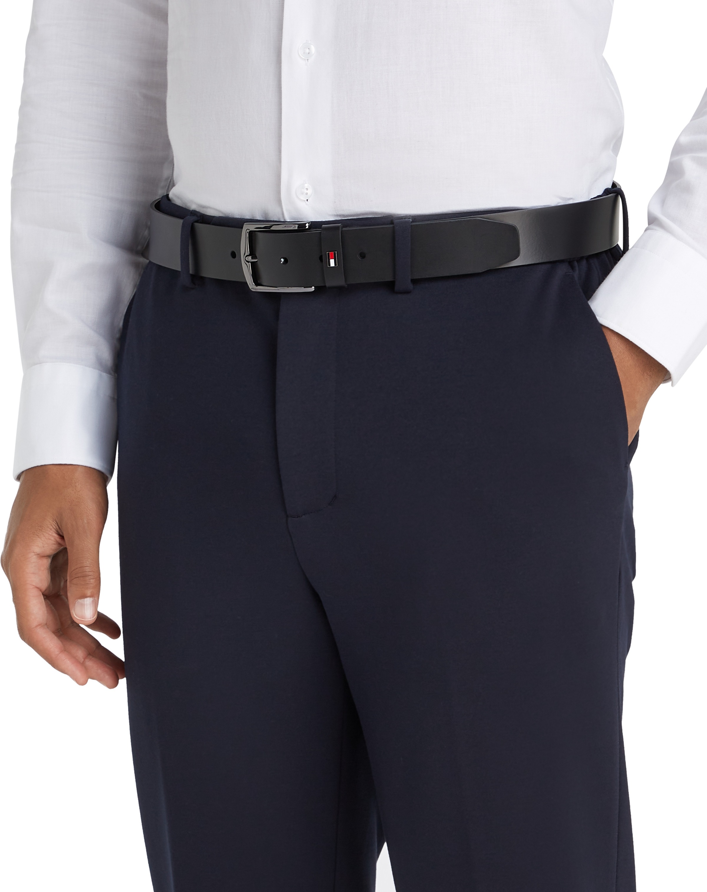 Tommy Hilfiger Ceinture en cuir »DENTON 3.5  cm breit EXT« Einfachdornschliesse, Metalllogo