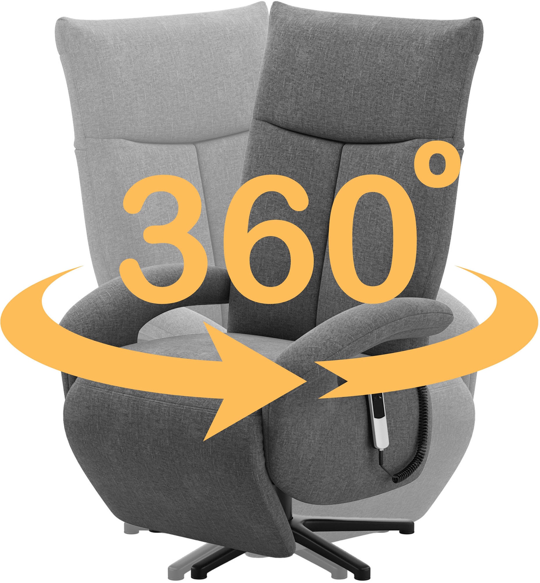 sit&more Fauteuil TV »Zoe, inkl. Kopfteilverstellung & 360° Drehfunktion« wahlweise mit 2 Motoren, Akku & Aufstehhilfe