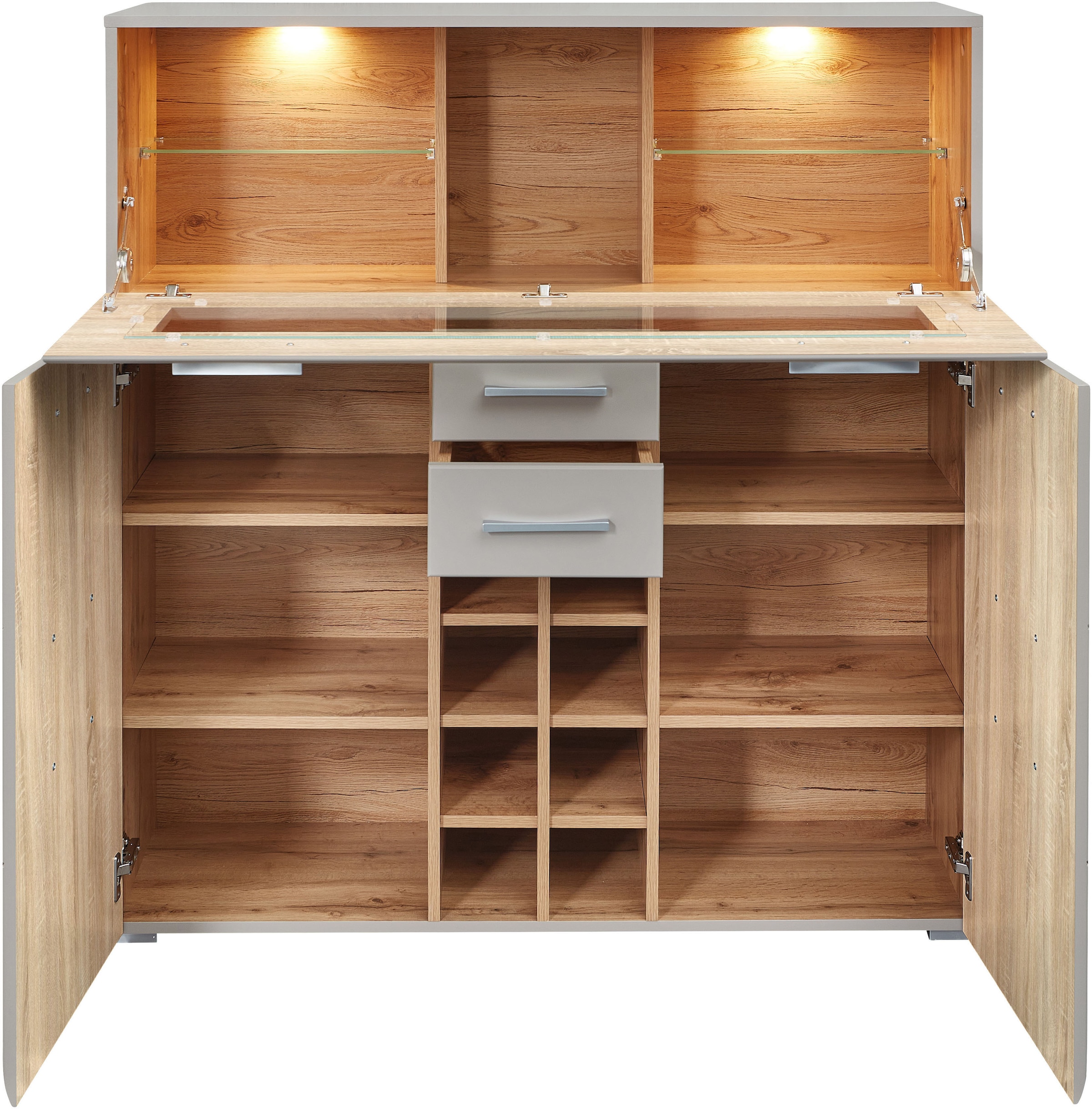 Innostyle Barschrank »FUN PLUS II« 2 Holztüren, 19 Fächer, 1 Klappe,  Softclose, ABS Kantenschutz