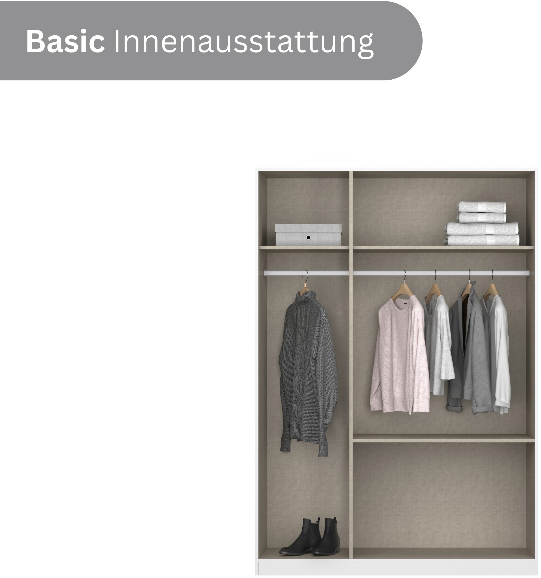 rauch 1100000002199 »Kleiderschrank Schrank Garderobe Wäscheschrank Schlafzimmer JOEL« in 3 verschiedenen Ausstattungen BASIC/CLASSIC/PREMIUM,  mit zwei Schubladen, mit Push-to-Open Funktion MADE IN GERMANY