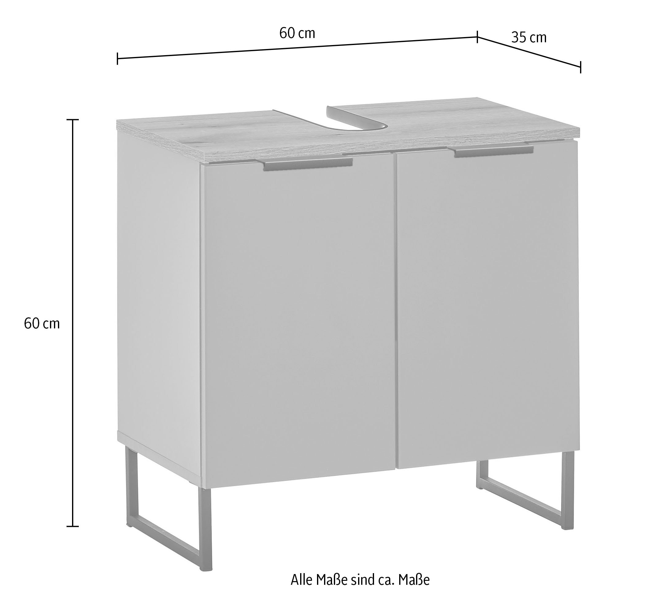 BASIC by Balculina Waschbeckenunterschrank »Denver Waschbeckenunterschrank, Badezimmerschrank 60x60x35« 1 Stk. tlg. Breite 60 cm, Tür L/R montierbar, Softclose
