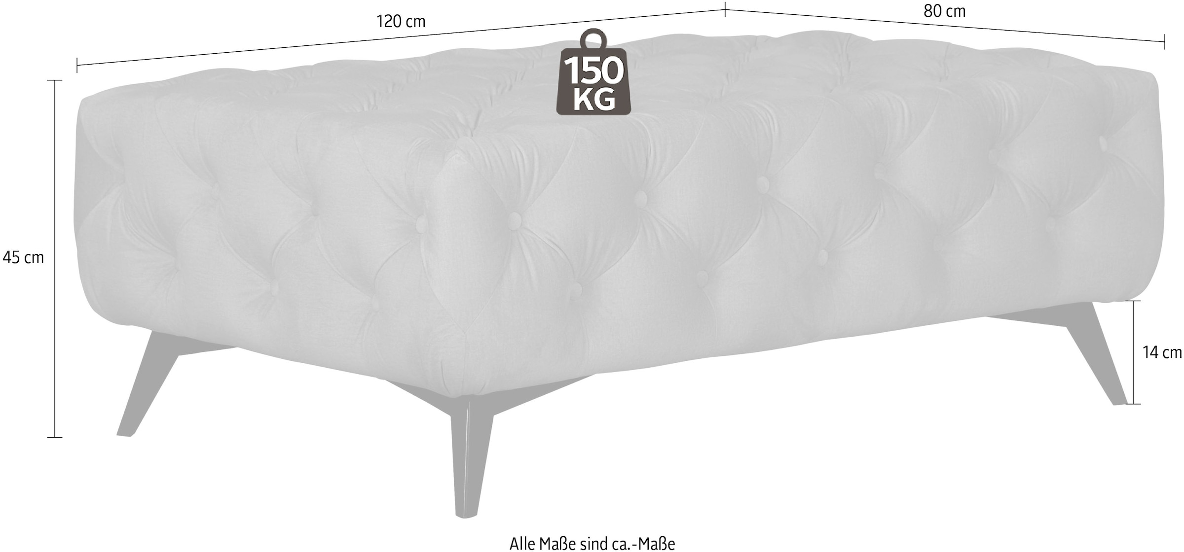 Leonique Polsterhocker »Amaury« Chesterfield-Optik, Breite 120cm, Fussfarbe wählbar