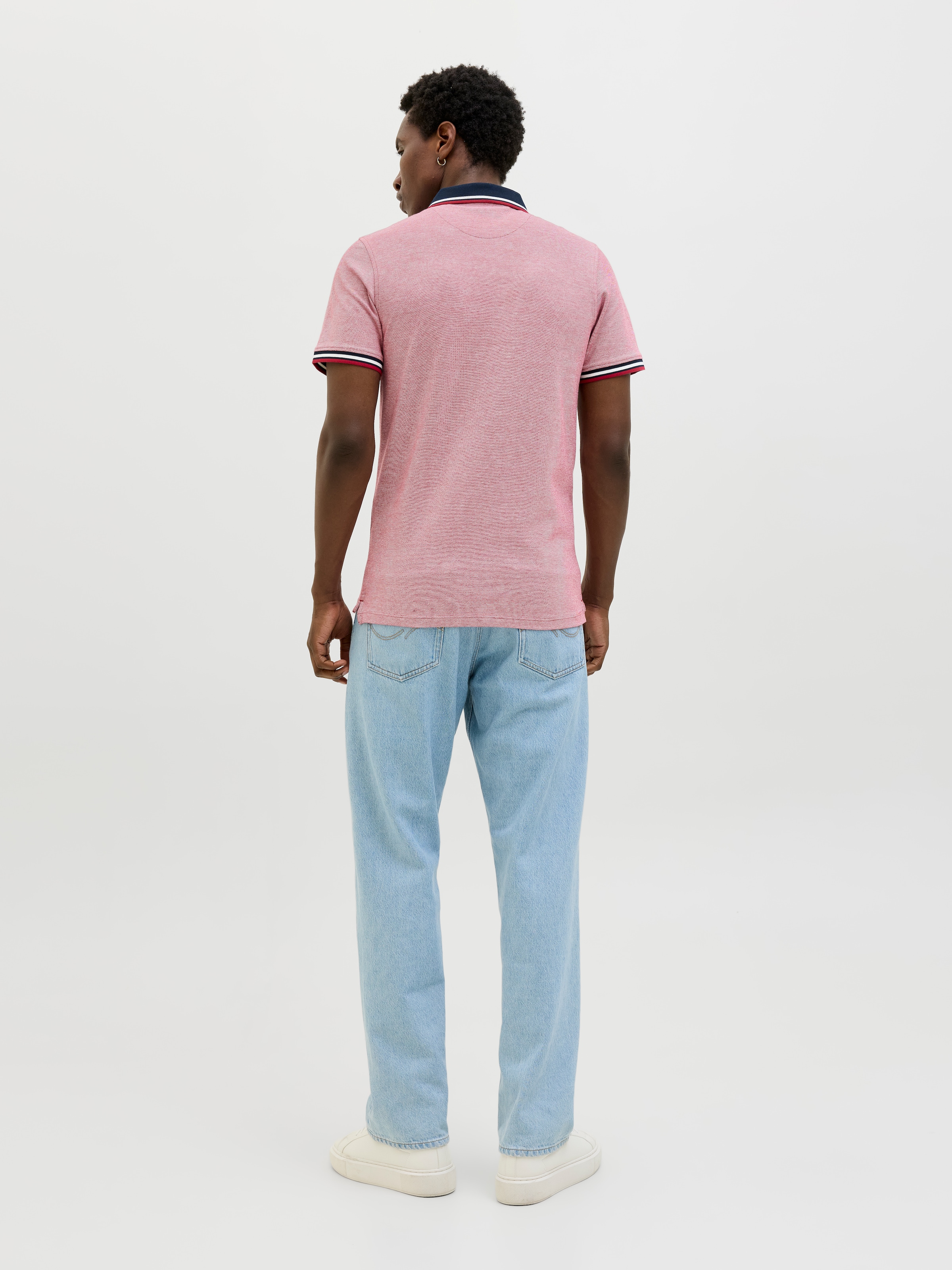 Jack & Jones Polo »JJEPAULOS im Doppelpack mit Logostickerei und Komfort« Paquet, 2er-Pack, 2 cuis unifarben mit Farbeinsatz, modisch, schmal, Baumwolle, Polokragen