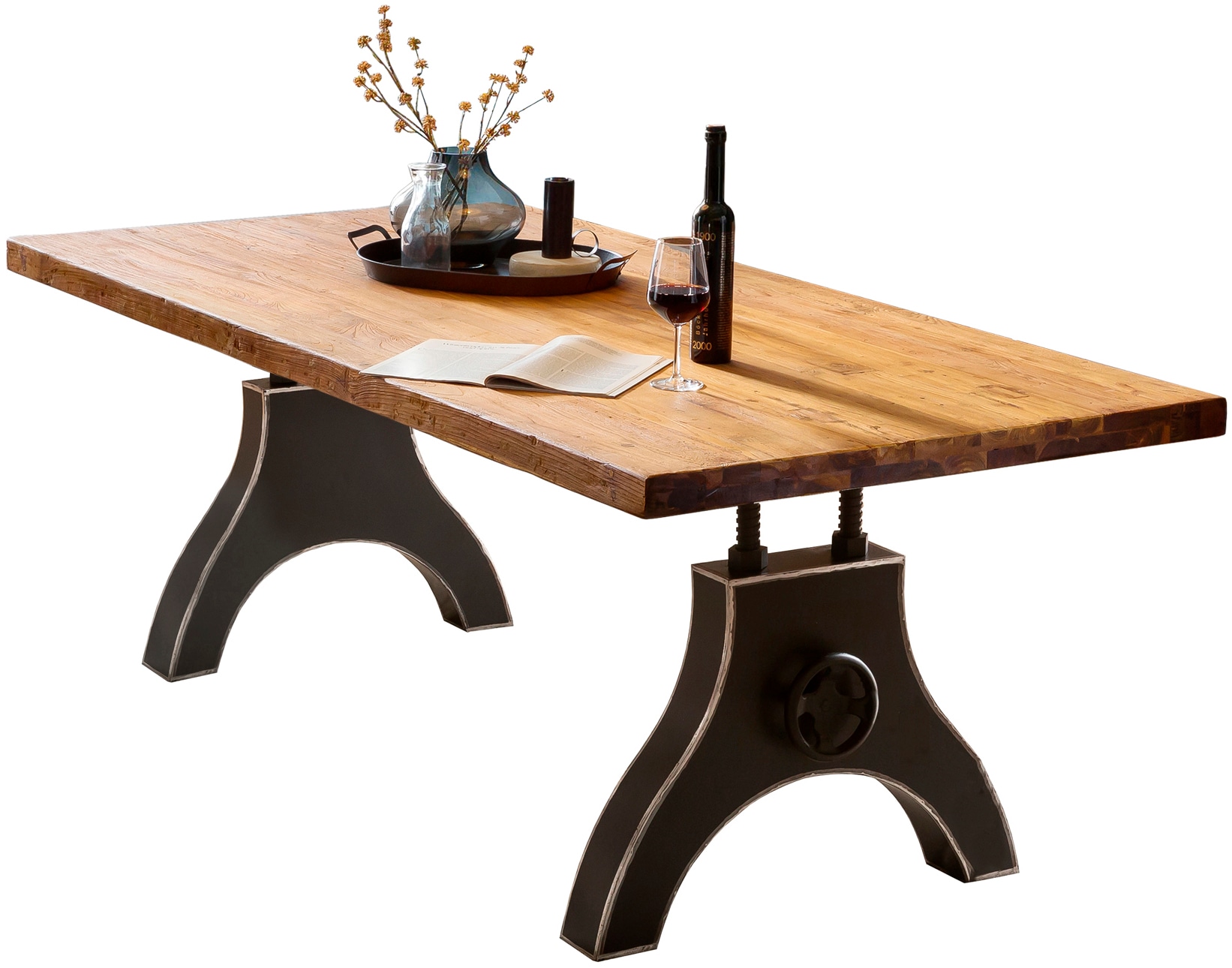 SIT Pied de table »Granville mit Dekor-Kurbelrad aus Metall – Used Look, Industrial« 1 cuis tlg. Support de plateau de table avec roue à manivelle décorative aspect usé
