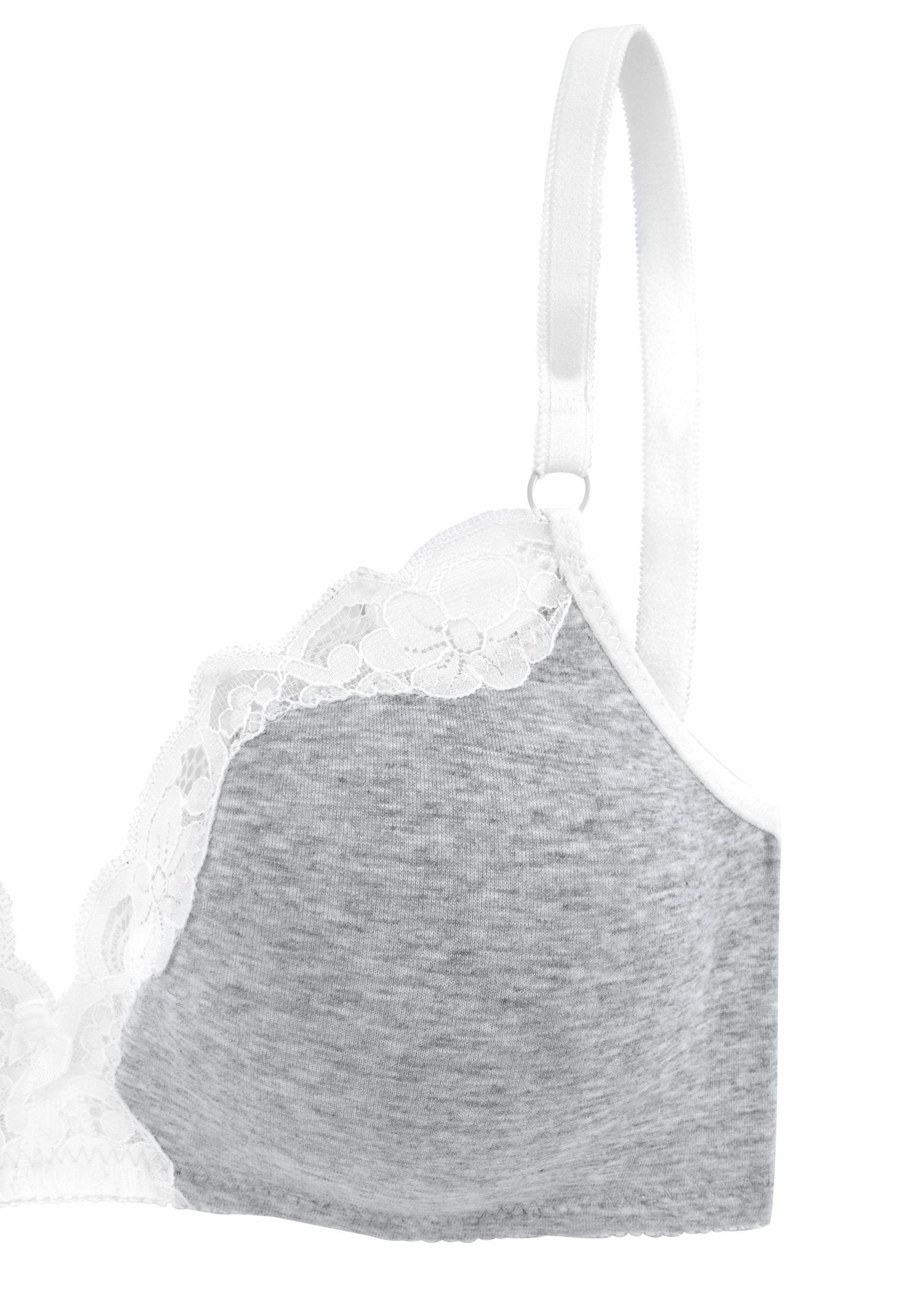 petite fleur Soutien-gorge à bretelles Packung, 2 Stück,  ohne Bügel aus Baumwolle mit Spitze