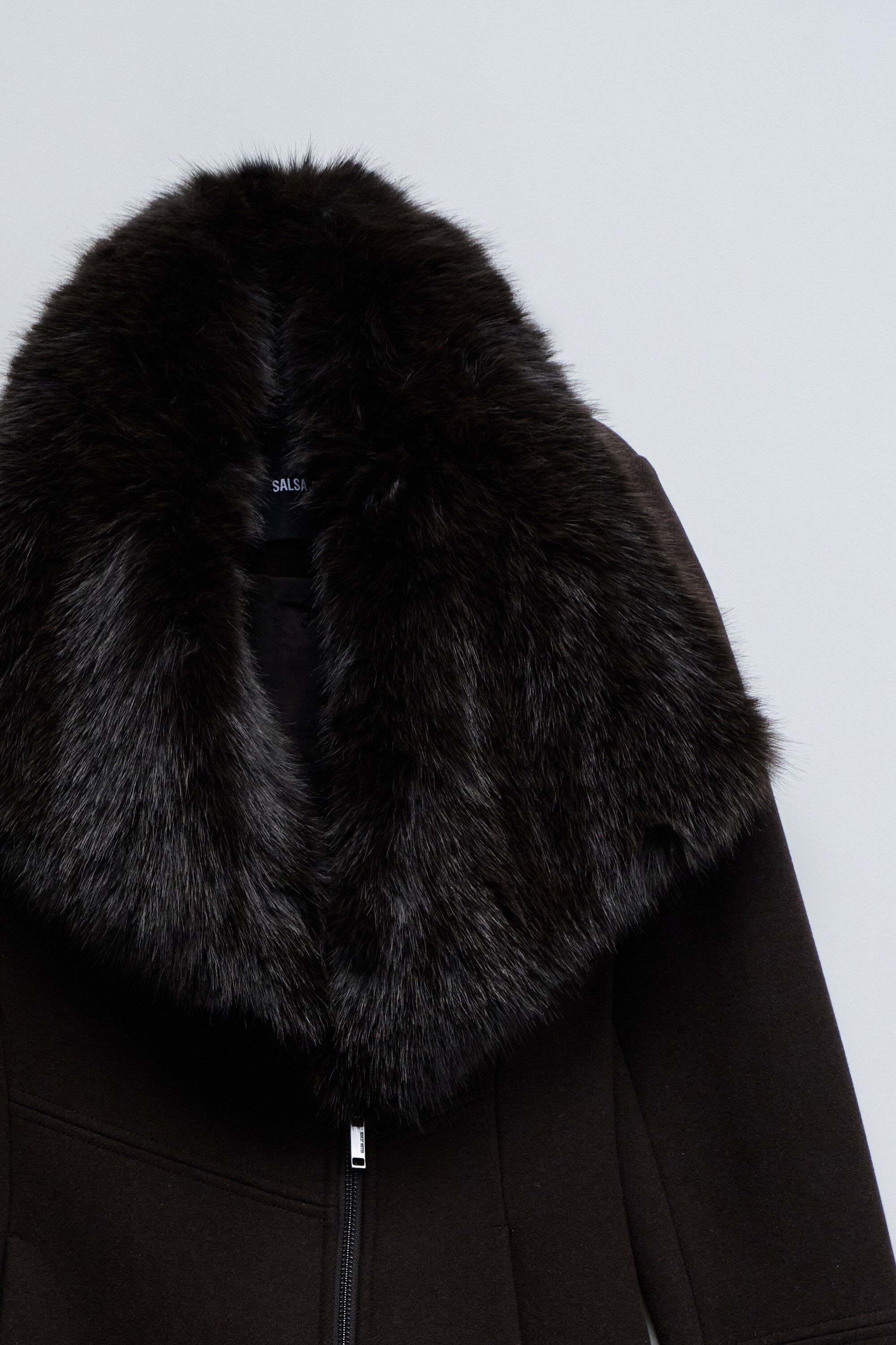 Salsa Veste en laine »Salsa Jeans Wollmantel Wool Coat With Fur Collar«