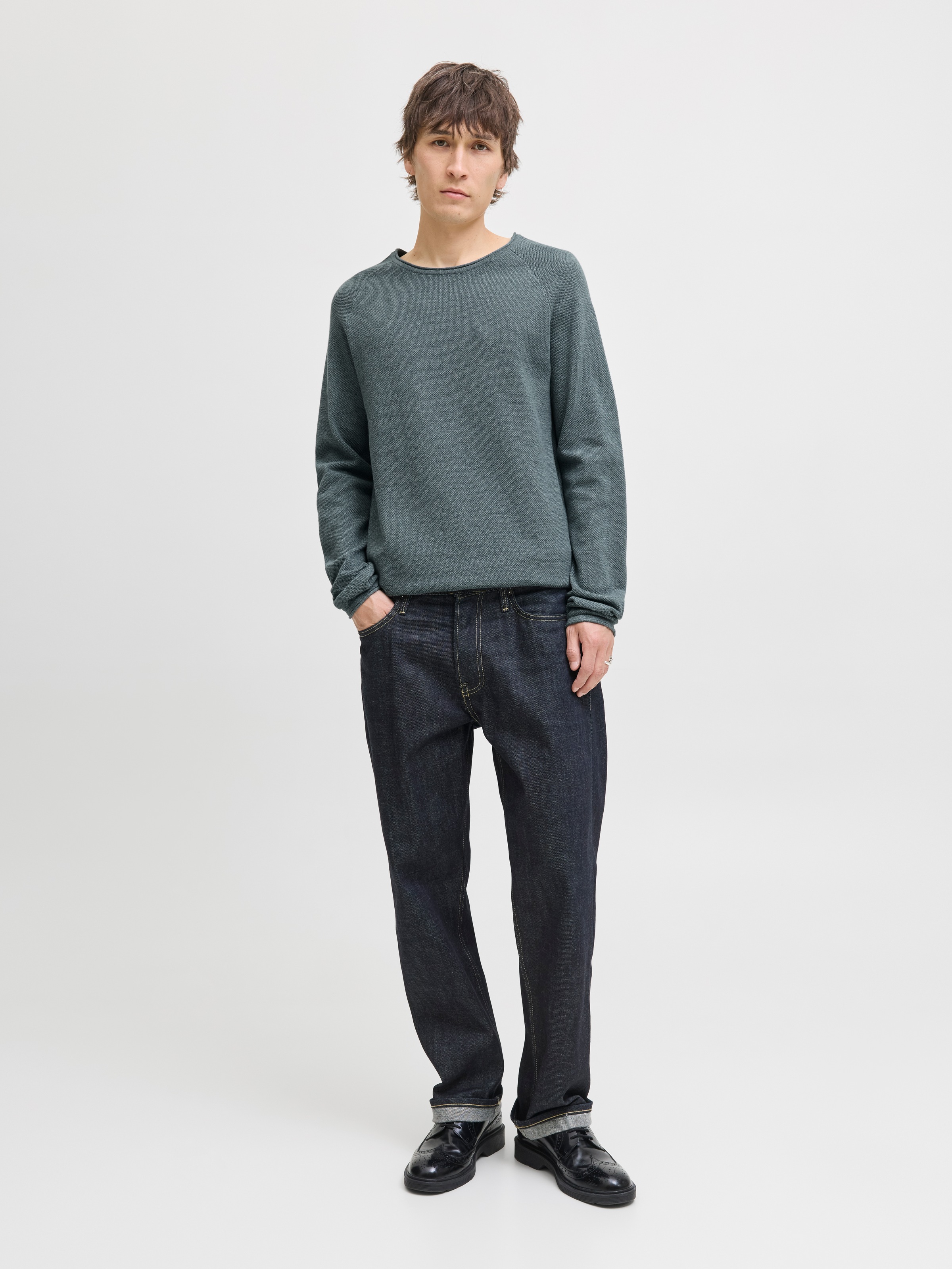 Jack & Jones Rundhalspullover »JJEHILL KNIT CREW NECK NOOS« Baumwolle, regular fit