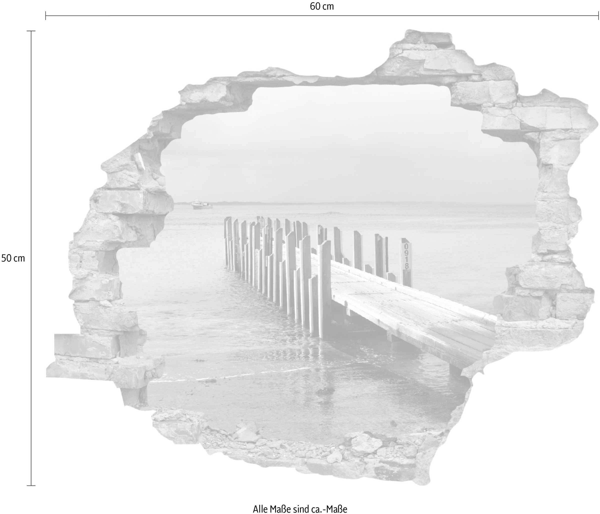 queence Autocollant mural »Steg« Wandsticker, Wandbild, selbstklebend, 3D, Wanddurchbruch