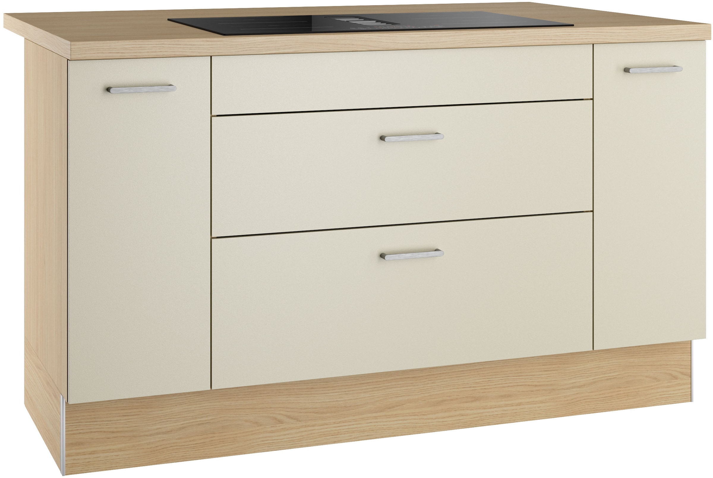 KOCHSTATION Ilot de cuisine »KS-Lucy« Breite 151 cm, Vollauszüge, wahlweise mit Kochfeld mit Muldenlüfter