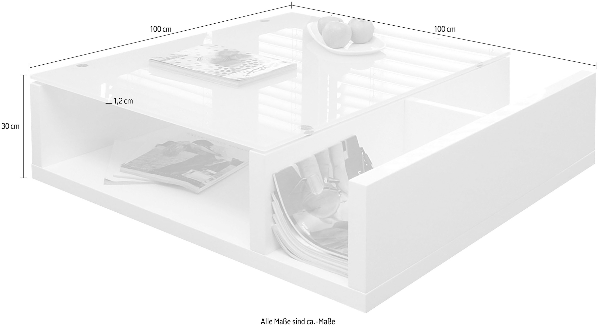 SalesFever Couchtisch »Eleganter Wohnzimmertisch« Praktisch mit integriertem Seiten-Magazinfach