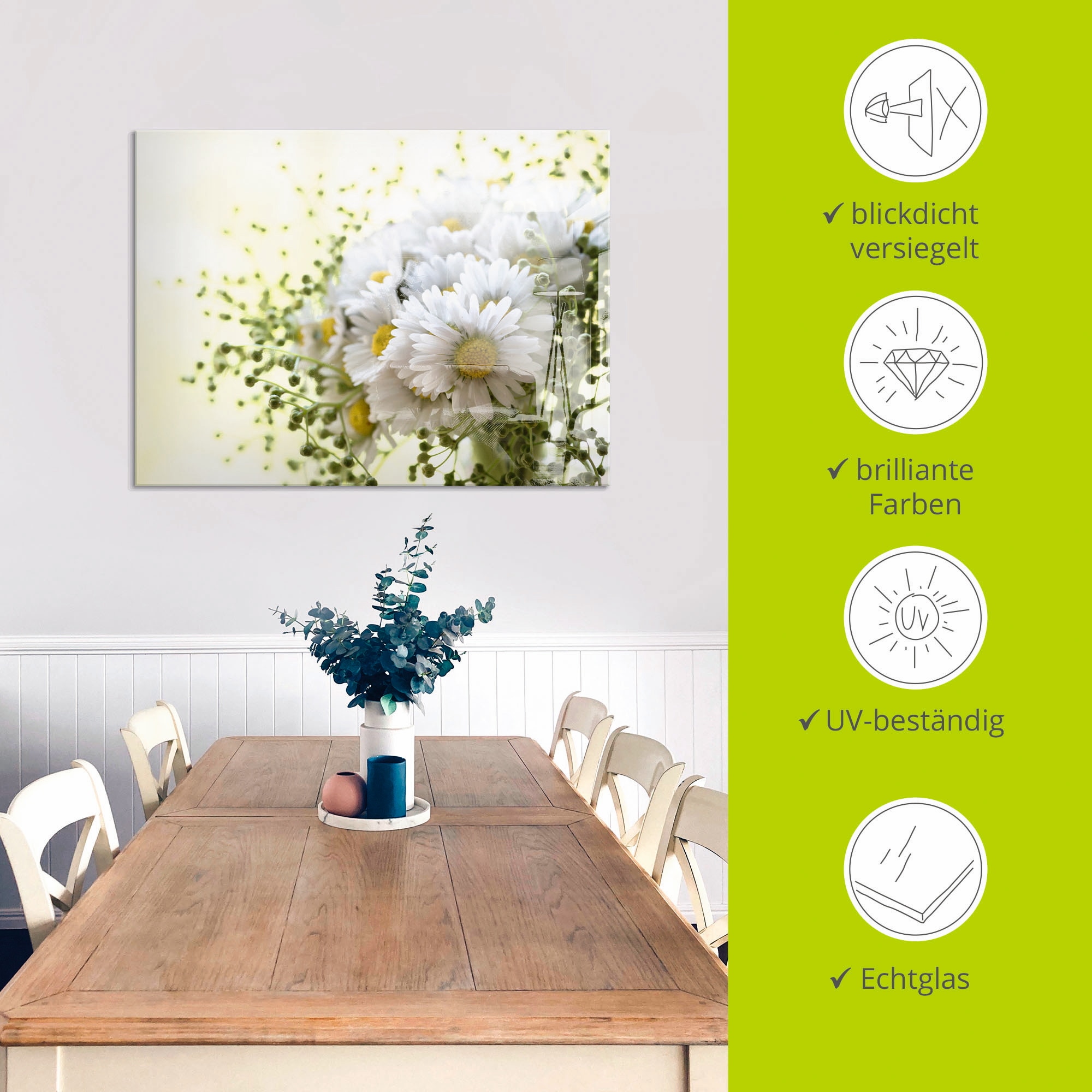 Artland Tableau en verre »Gänseblümchen und Hofstaat« 1 cuis tlg. in verschiedenen Grössen