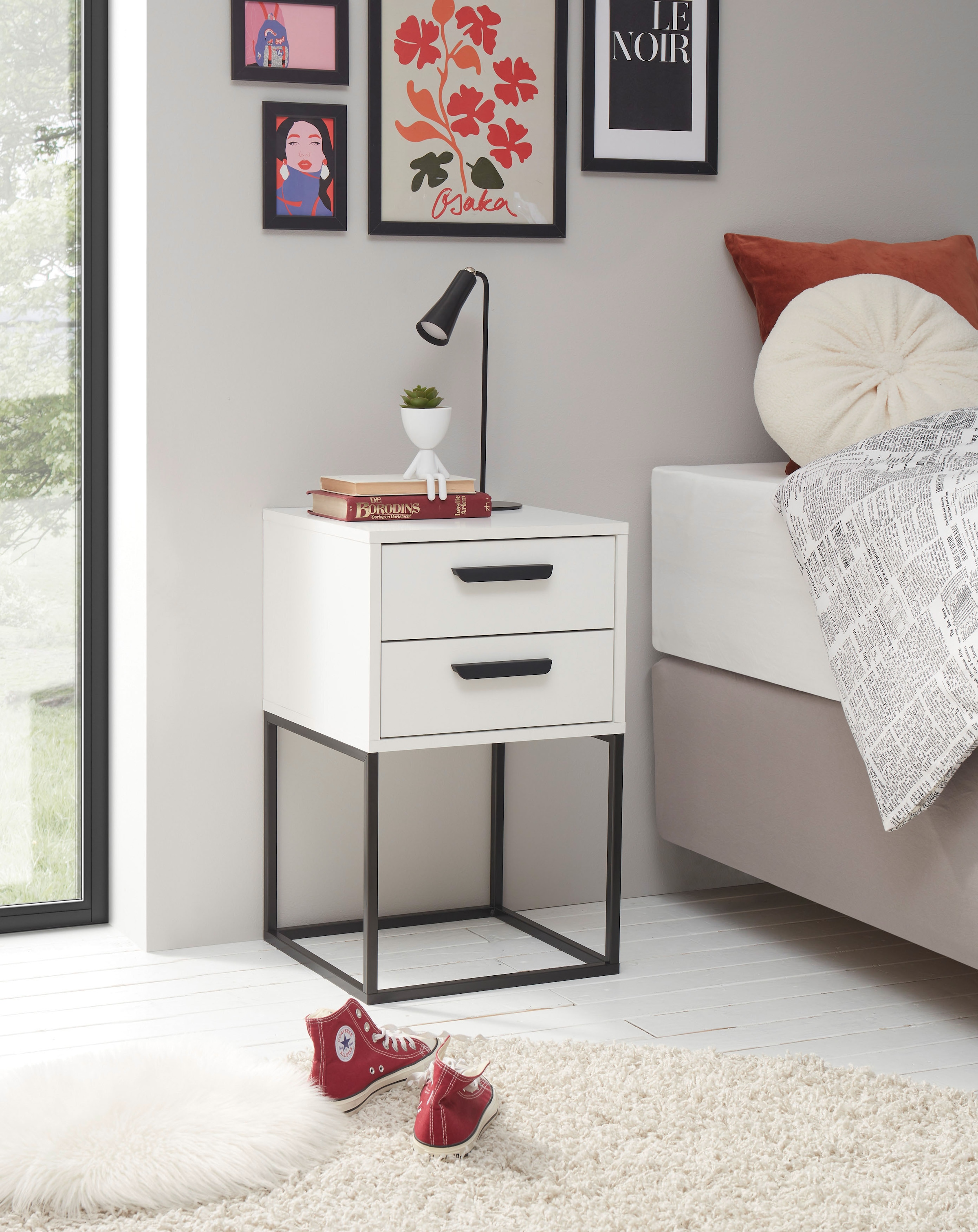 Schlafkontor Nachtkommode »Suna Kommode, Nachttisch, Nachtschrank« auf Metallgestell