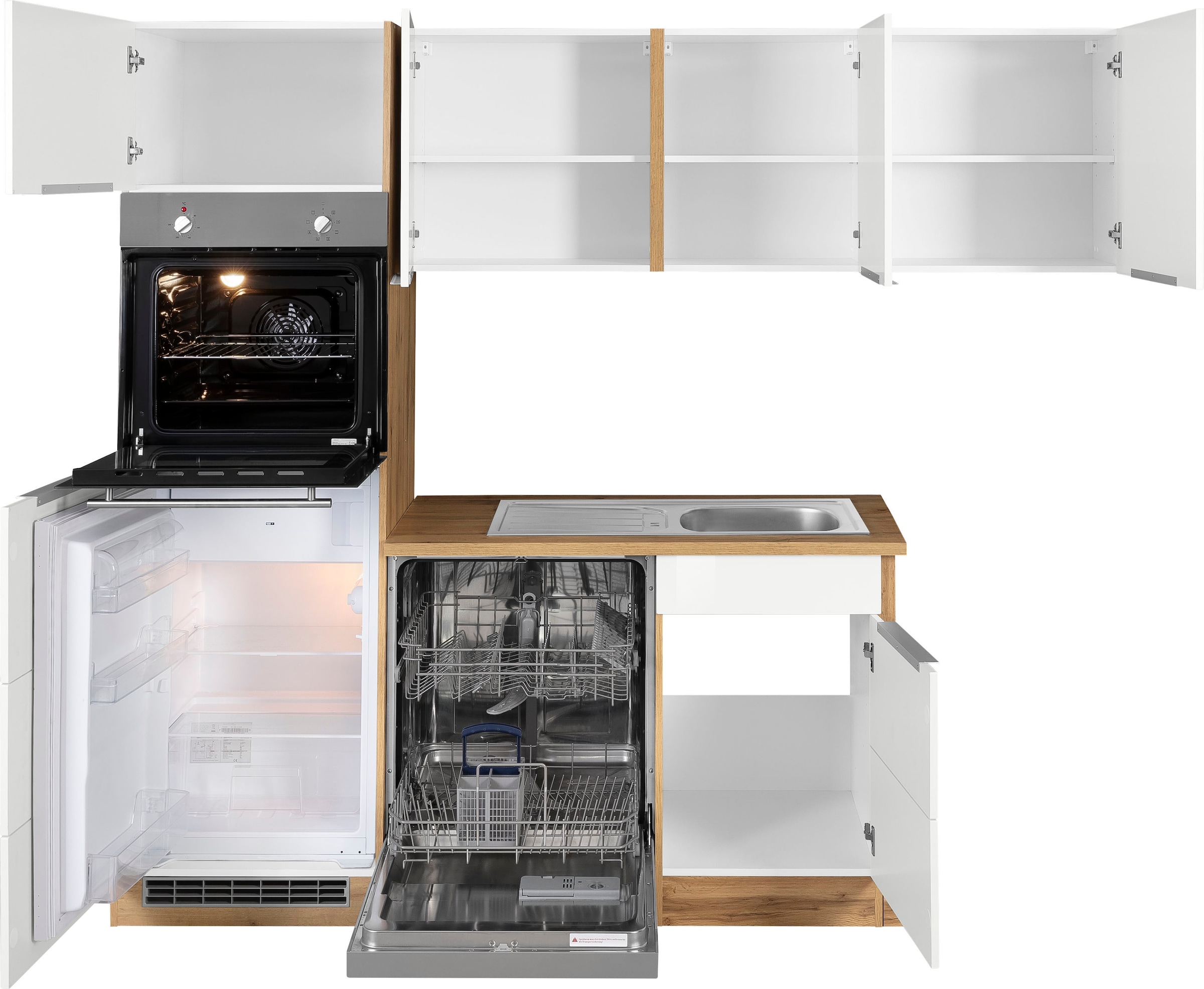 KOCHSTATION Winkelküche »KS-Brindisi Stellbreite 230/170 cm« wahlweise mit E-Geräten und Induktion, mit MDF-Fronten