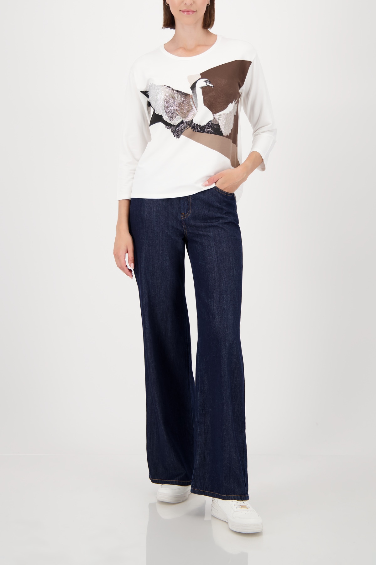 Monari 3/4-Arm-Shirt »Shirt Schwan« Regular fit mit Rundhalsausschnitt