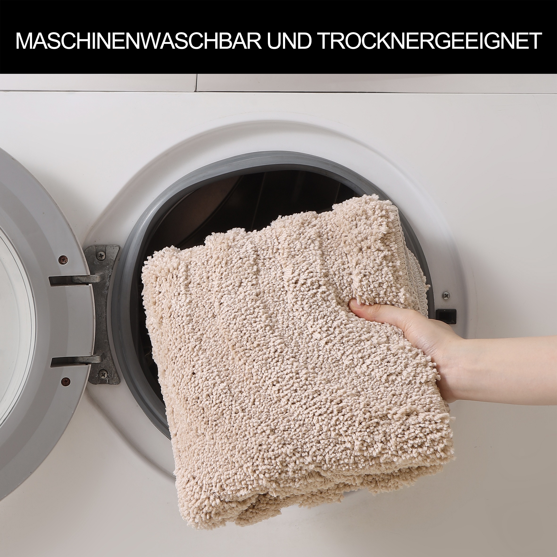 my home Badematte »Sanremo Scandi, Badvorleger, Badezimmer Teppich, Duschvorleger« Höhe 20 mm rutschhemmend beschichtet strapazierfähig Badteppich, Uni Farben, Hoch-Tief-Effekt, modernes Muster, Boho