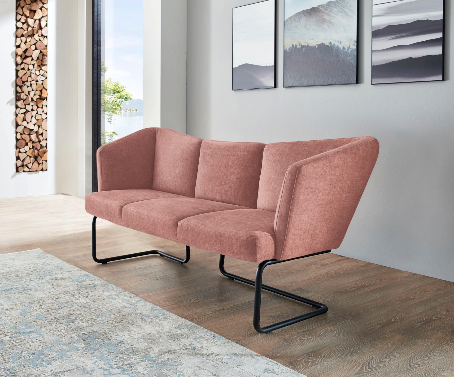 K+W Komfort & Wohnen Banc rembourré »Mikkado Tube« forme arrondie, patin tubulaire long, en 2 largeurs 192 ou 242 cm