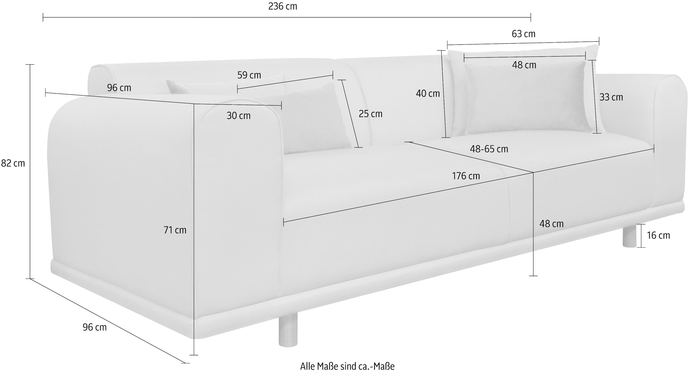 GOODproduct 3-places »Maroon« in skandinavischem Design, mit losen Kissen