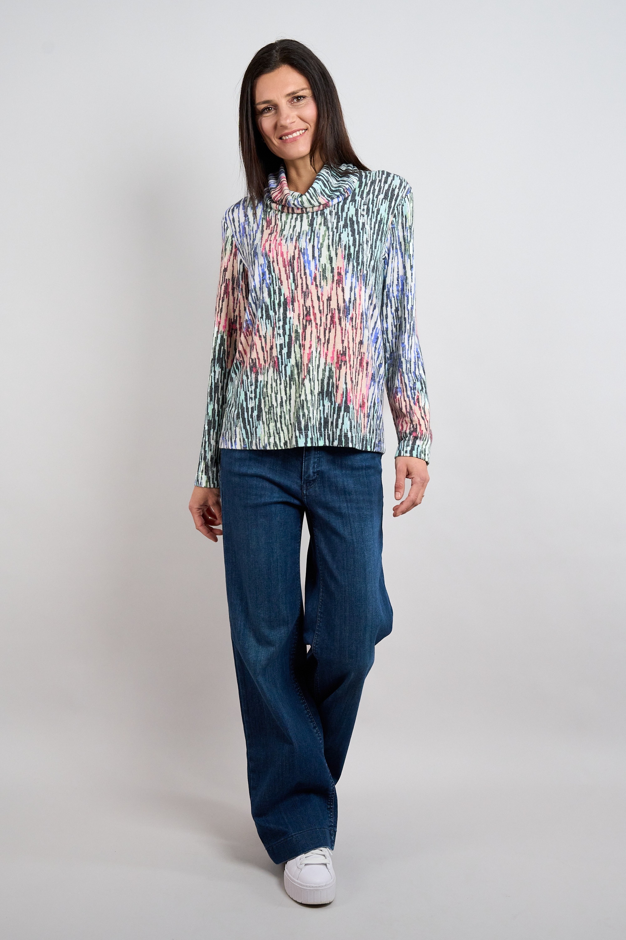 Seidel Moden Pull à col châle mit grafischem Muster - Viskose - MADE IN GERMANY