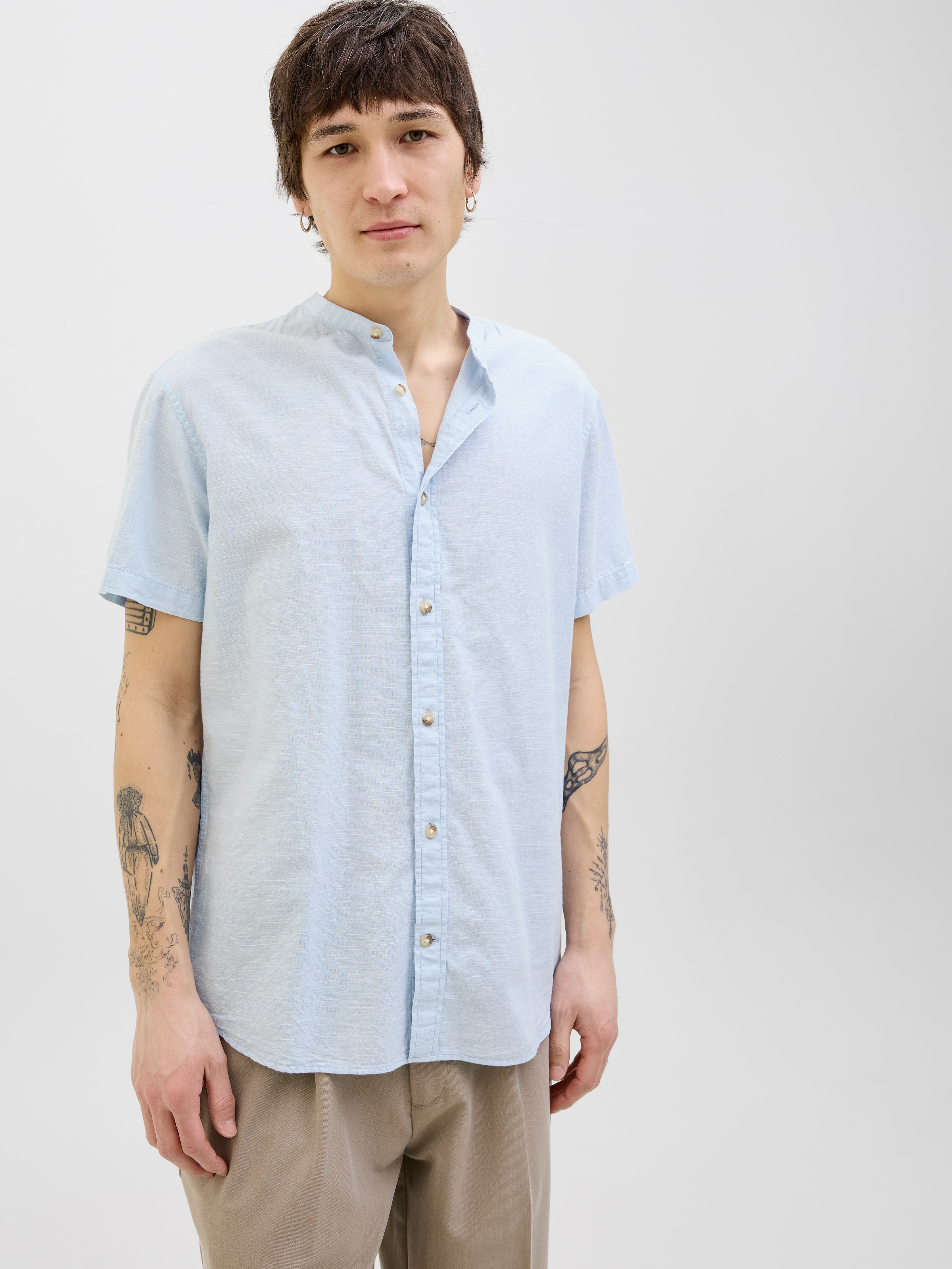Jack & Jones Kurzarmhemd »JJESUMMER BAND SHIRT SS SN« mit Bandkragen