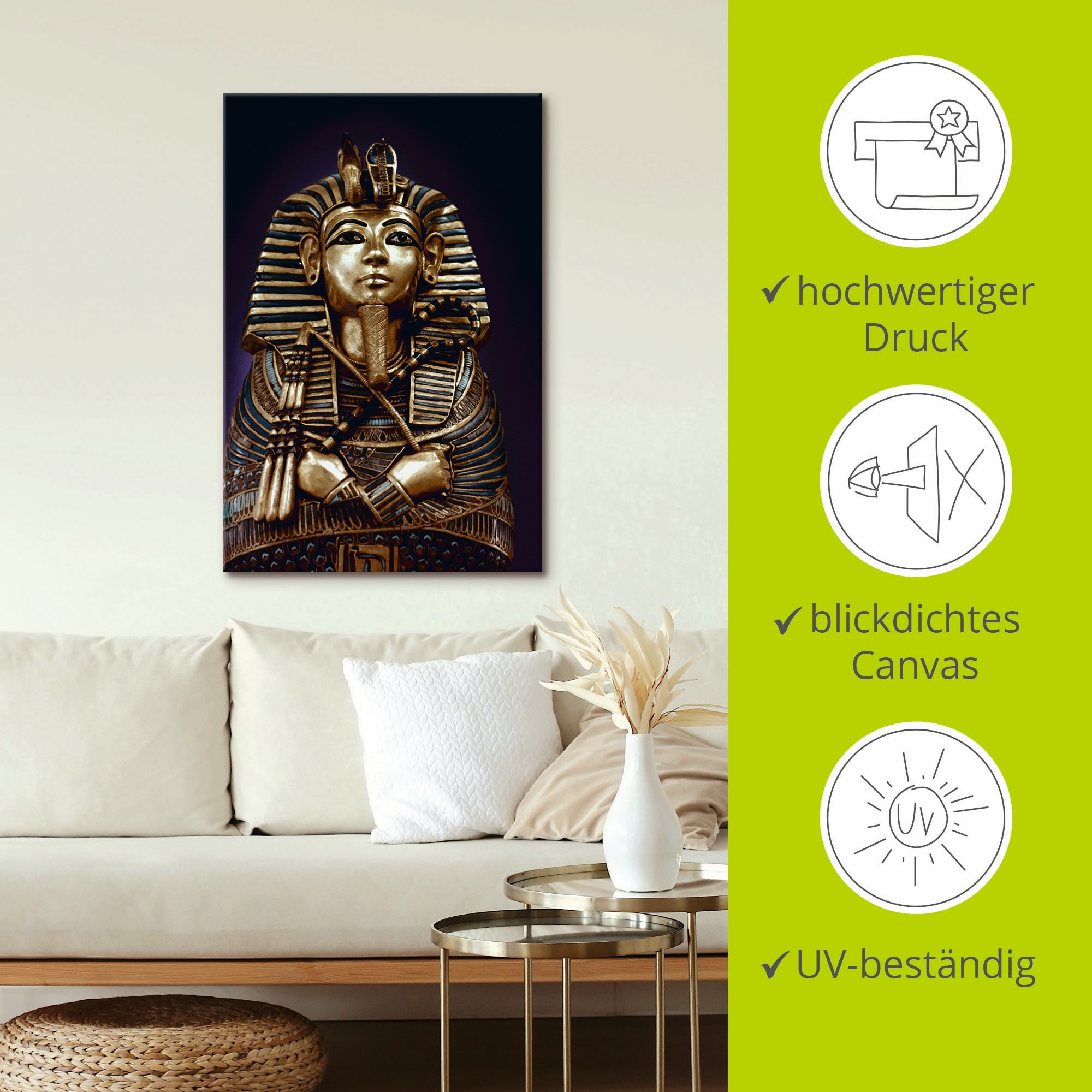 Artland Fresque murale »Grabbüste von König Tutanchamun« 1 cuis tlg. als Leinwandbild, Poster in verschied. Grössen