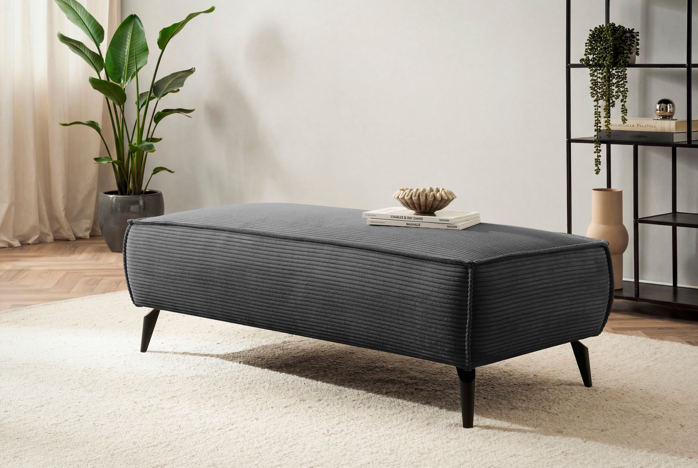 Home affaire Paysage de salon »mit Hocker, TVINNU, moderne U-Form in Cord oder Leinenoptik« Recamiere rechts/links, stellbar zum Schlafsofa (Krokodilverbinder)