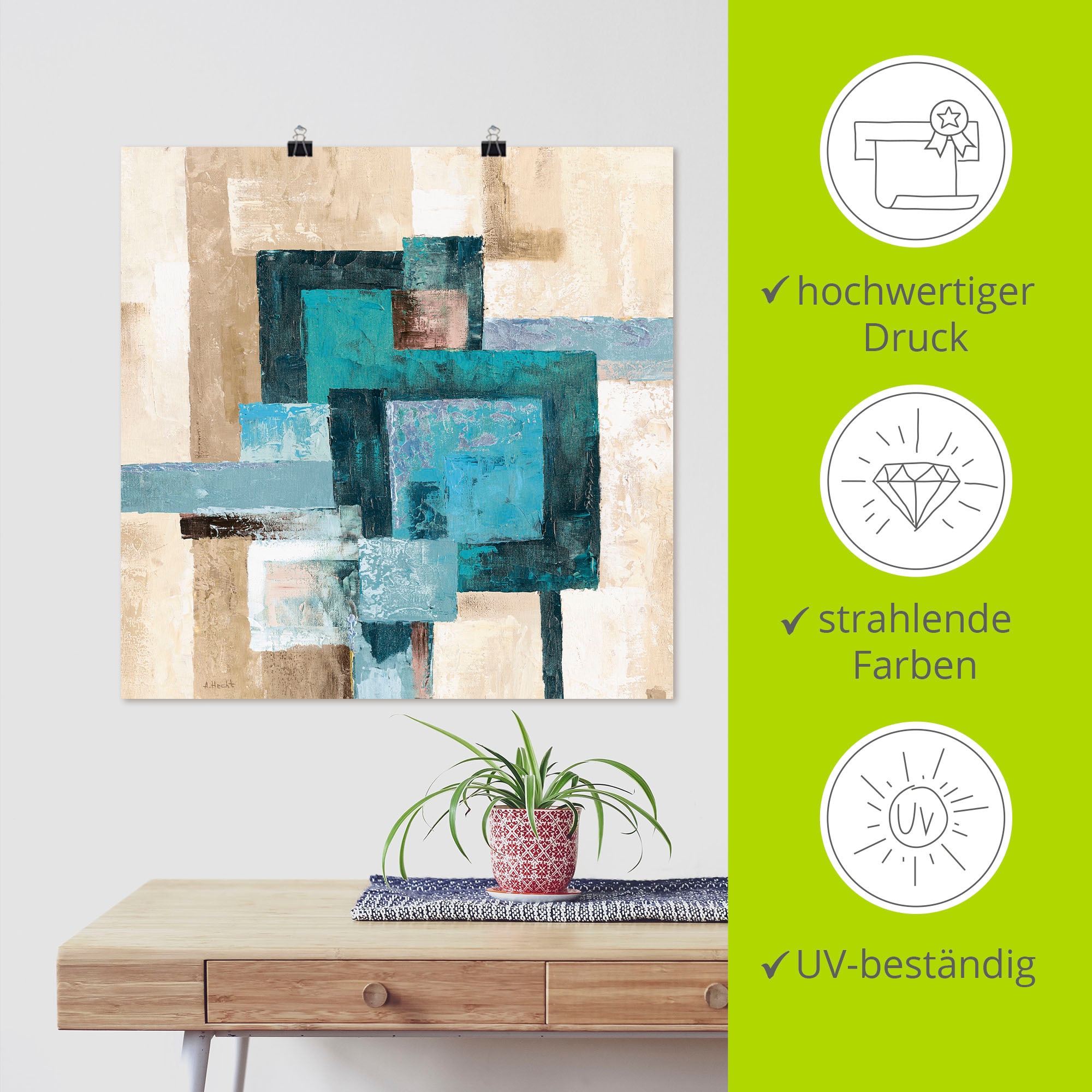 Artland Wandbild »Abstrakte Karos« Muster 1 Stk. tlg. als Leinwandbild, Poster in verschied. Grössen