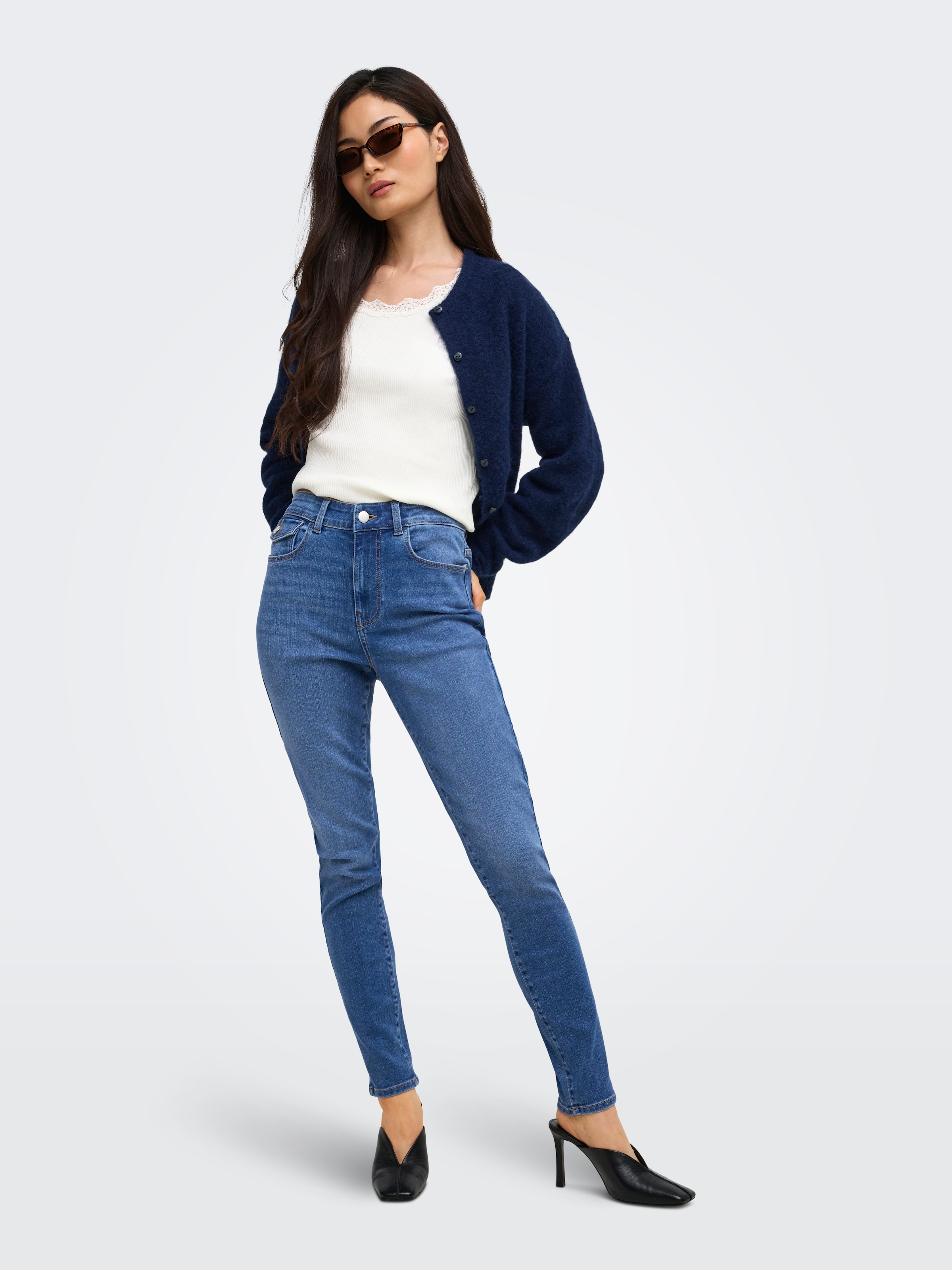 ONLY Skinny-fit-Jeans »ONLLILO HW SKINNY ANK DNM AZG BF« Baumwollmischung
