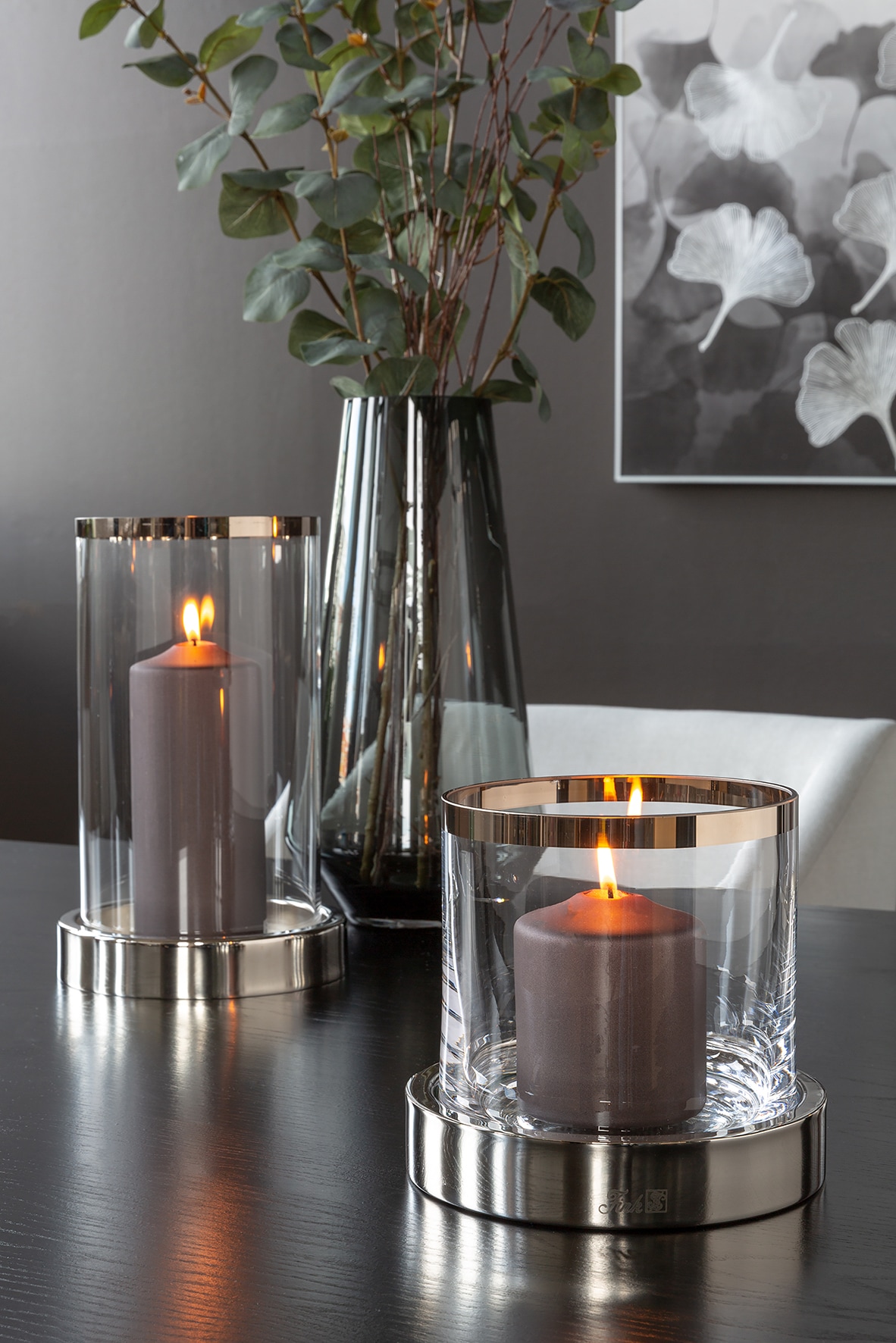 Fink Windlicht »EMPIRE, Kerzenhalter, Dekoglas, elegantes Design« in hochwertiger Qualität mit Platinumauflage und mundgbelasenem Glas