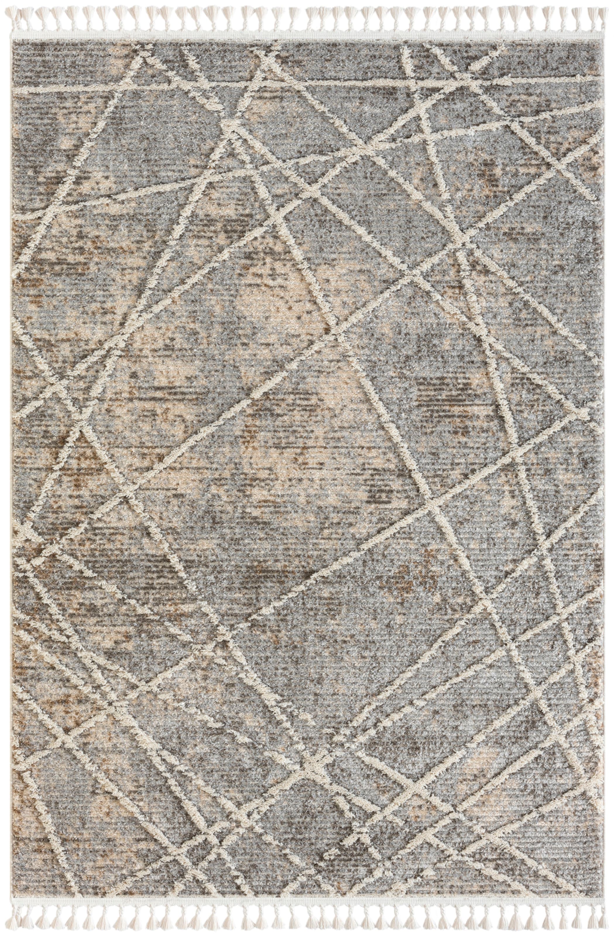 Myflair Möbel & Accessoires Teppich »Nelia, LAGERRÄUMUNG!« rechteckig 15 mm Höhe Kurzflor, mit Hoch-Tief Effekt, Microfaser, mit Fransen