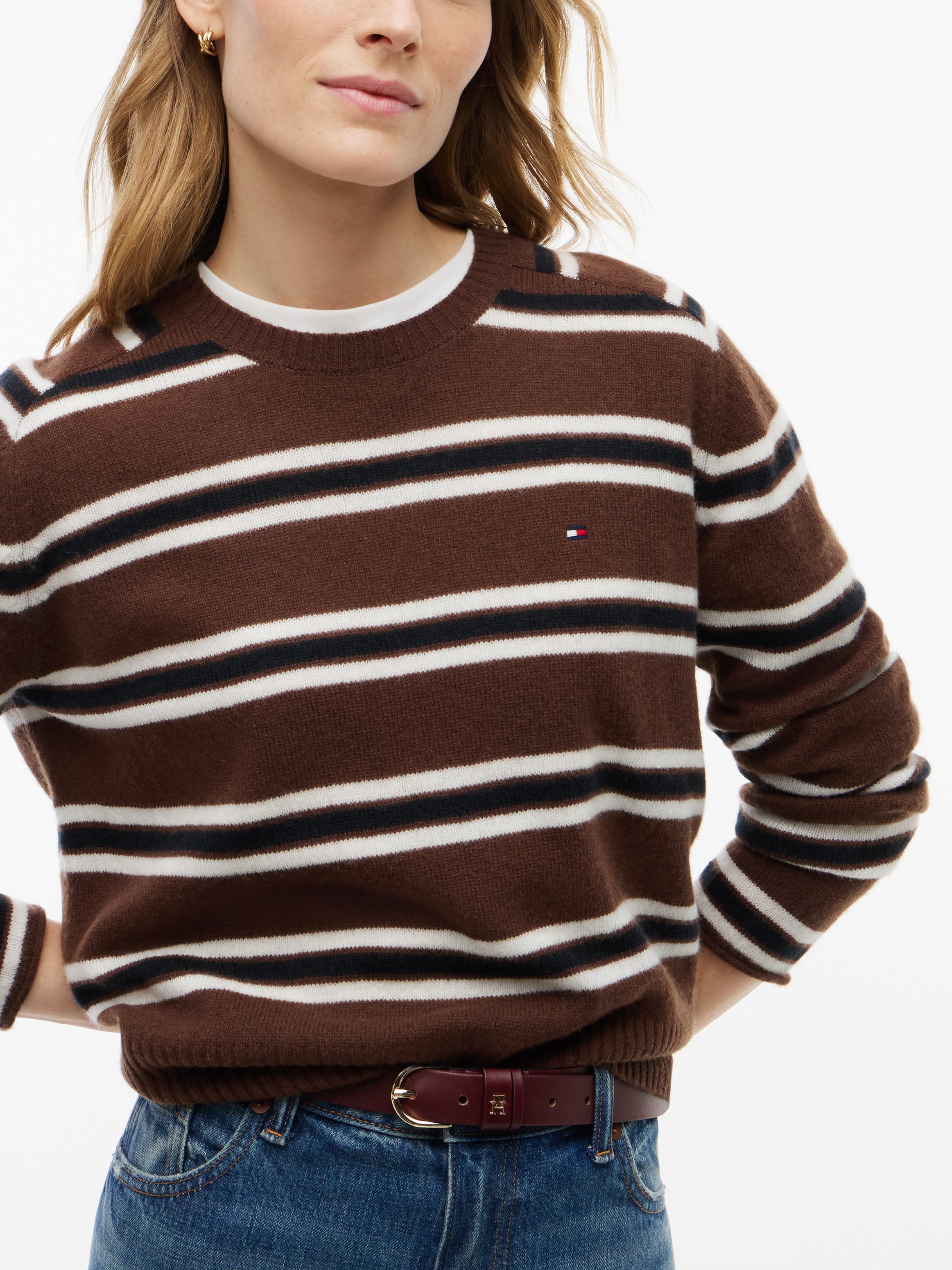 Tommy Hilfiger Pull en tricot »C-NK SOFT WOOL JERSEY SLM SWT« aus reiner Wolle