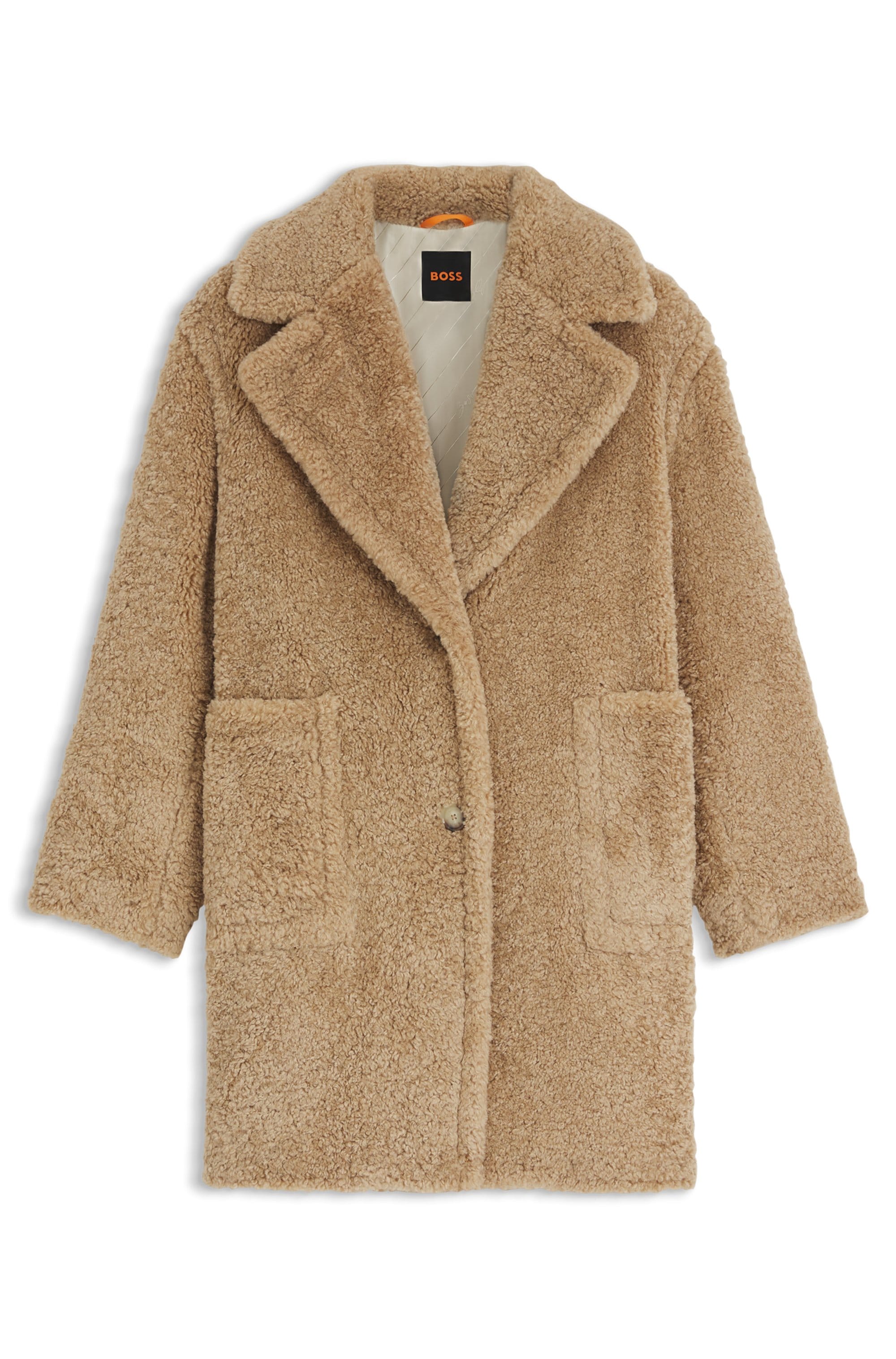 BOSS ORANGE Kurzmantel »Catedy Premium Damenmode« aus softem Teddy, Relaxed Fit