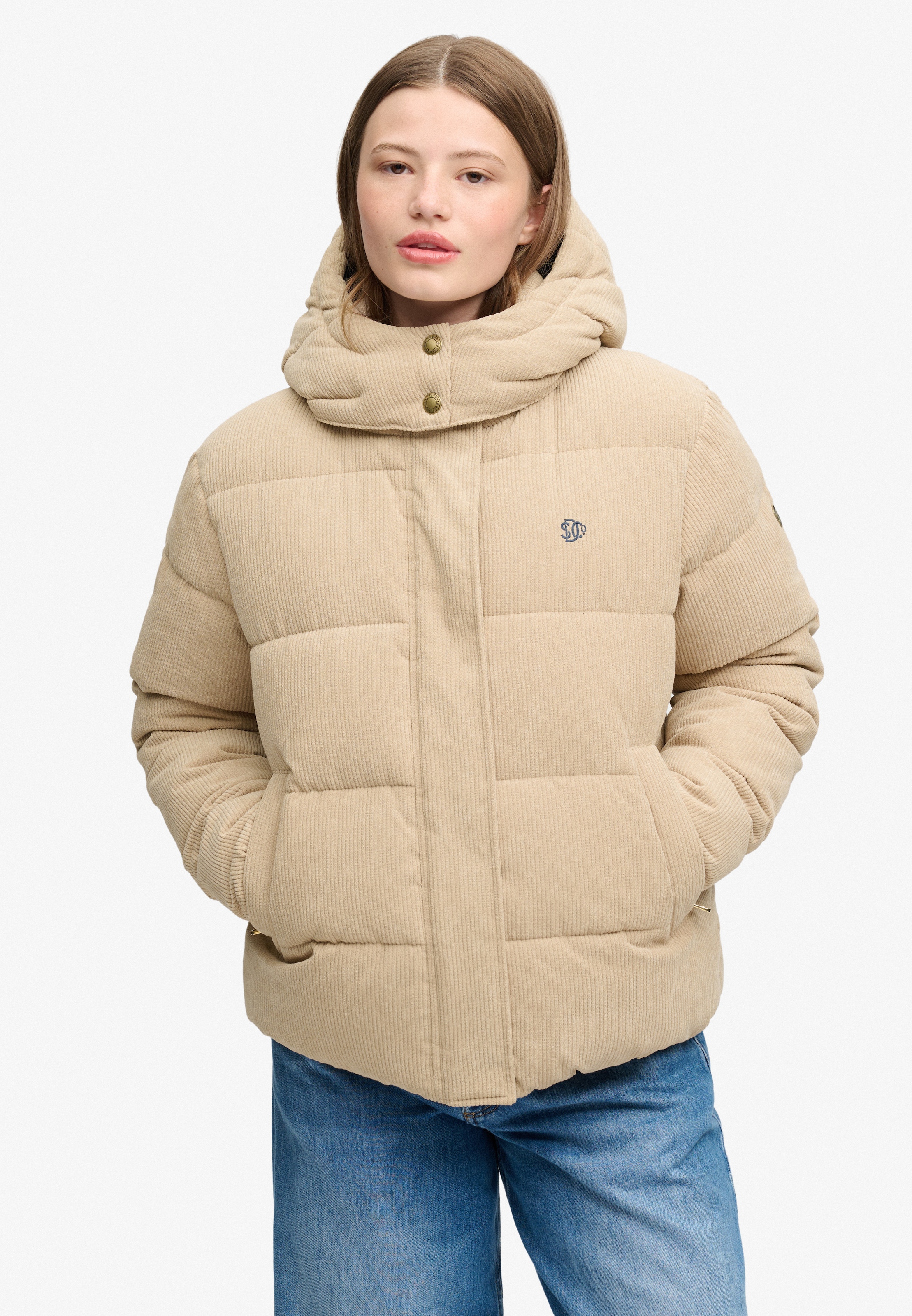 Superdry Veste matelassée »PREMIUM HOOD CORD PUFFER JKT« Kunstfaser, relaxed fit, aus Cord