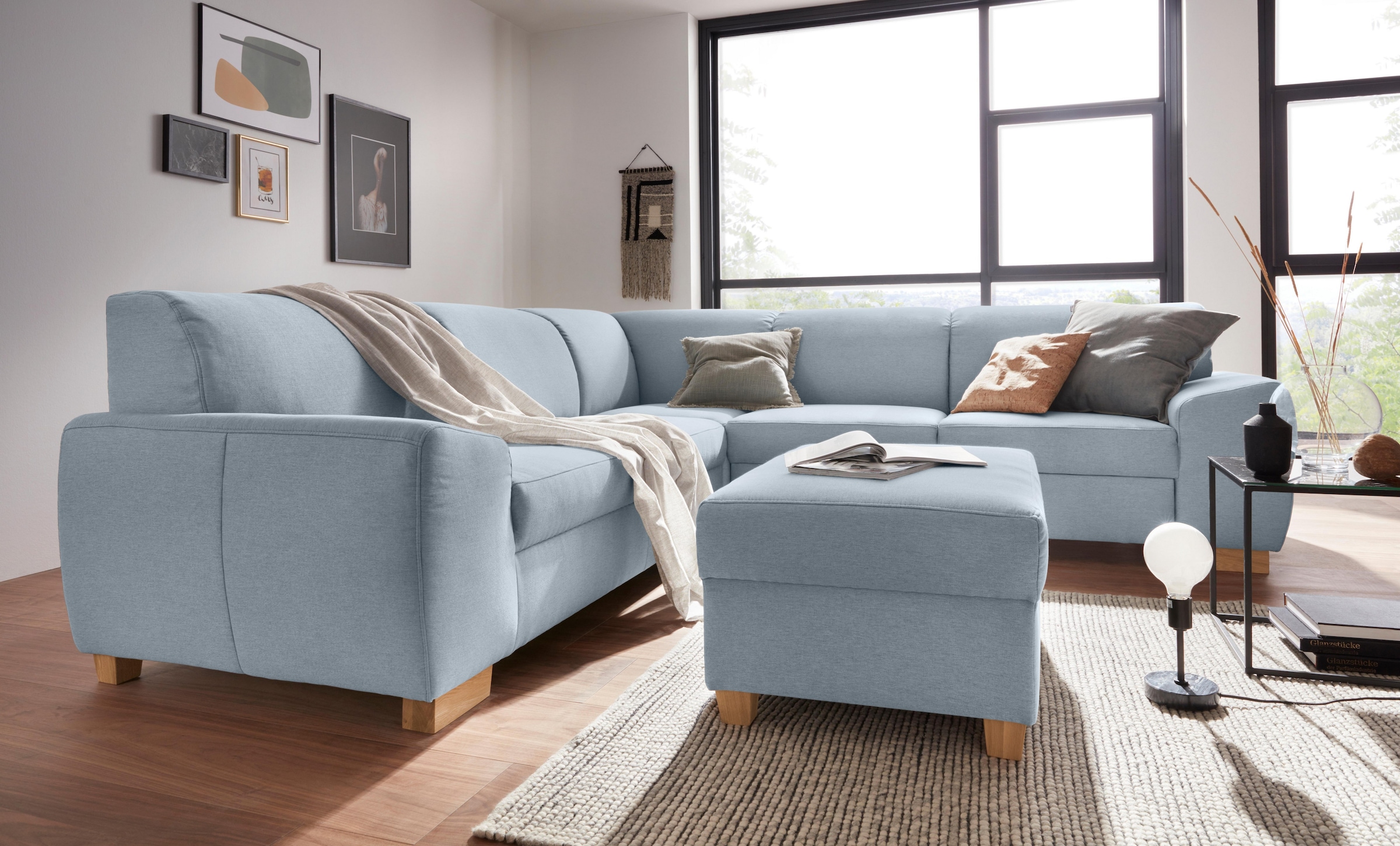 DOMO collection Ecksofa »Incanto kubische Formensprache, komfortabel, flache Armlehnen, L-Form« wahlweise mit Bettfunktion