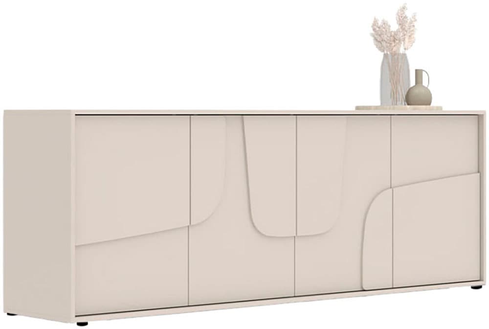 INOSIGN Sideboard »Stone, 205 cm breit, 4  Türen,  Anrichte, Kommode, Stauraumschrank« 3D-Design, Push-to-open, Innenraum grosszügig, Füsse 14/2 cm wählbar