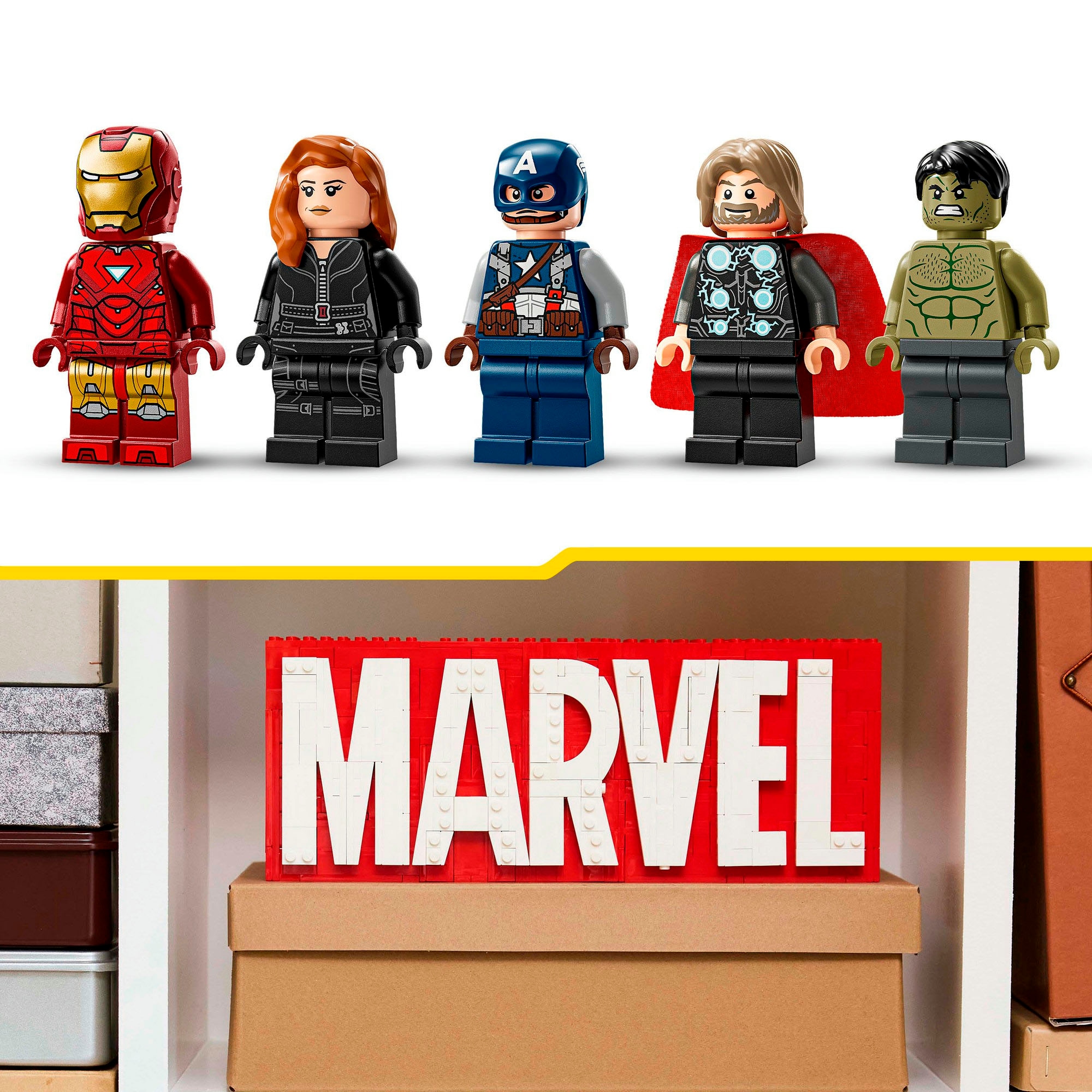LEGO® Konstruktionsspielsteine »MARVEL Logo & Minifiguren (76313), LEGO Super Heroes« Made in Europe