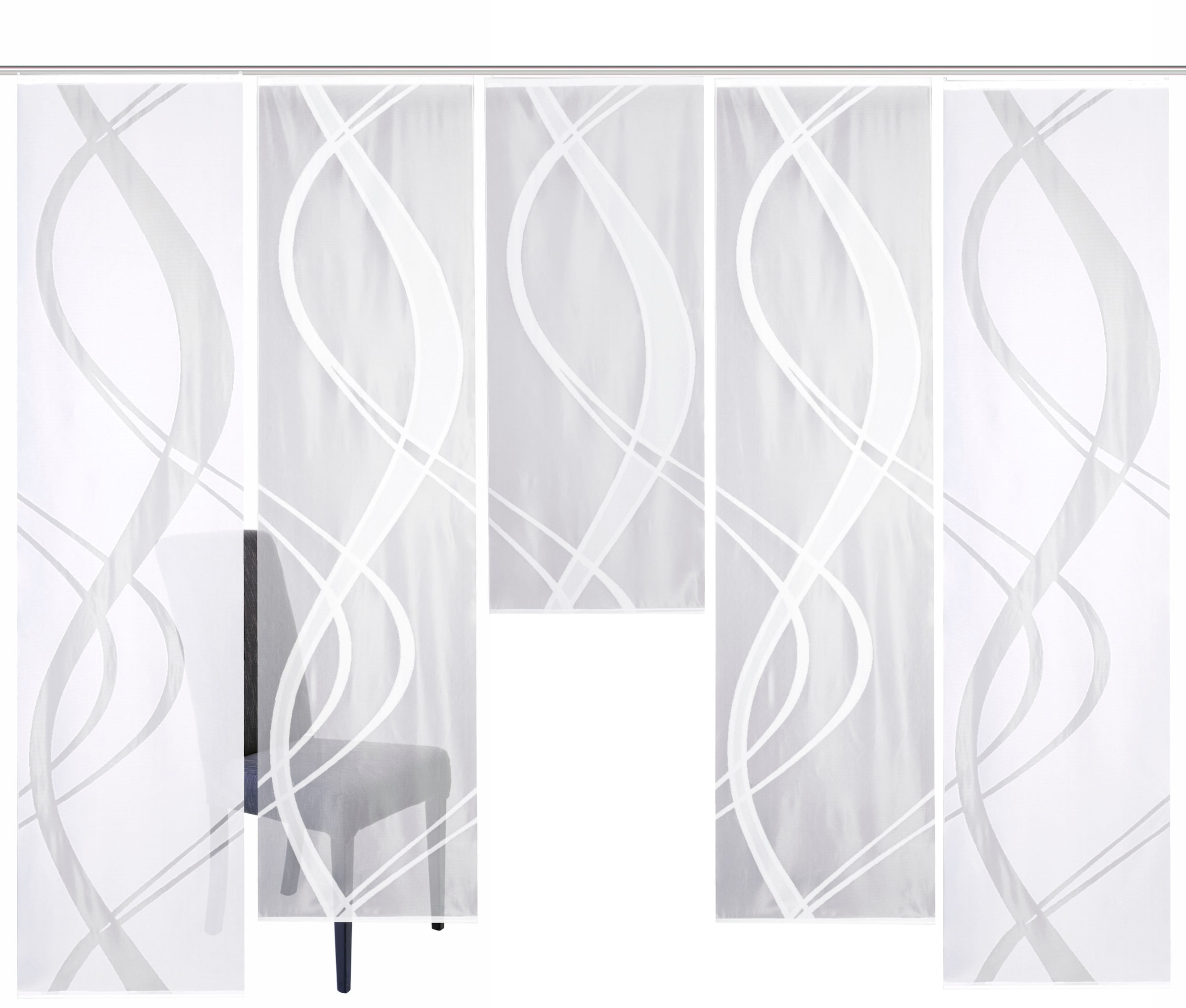 HOME WOHNIDEEN Rideau coulissant »TIBASI« Support de panneau 5 cuis tlg. halbtransparent