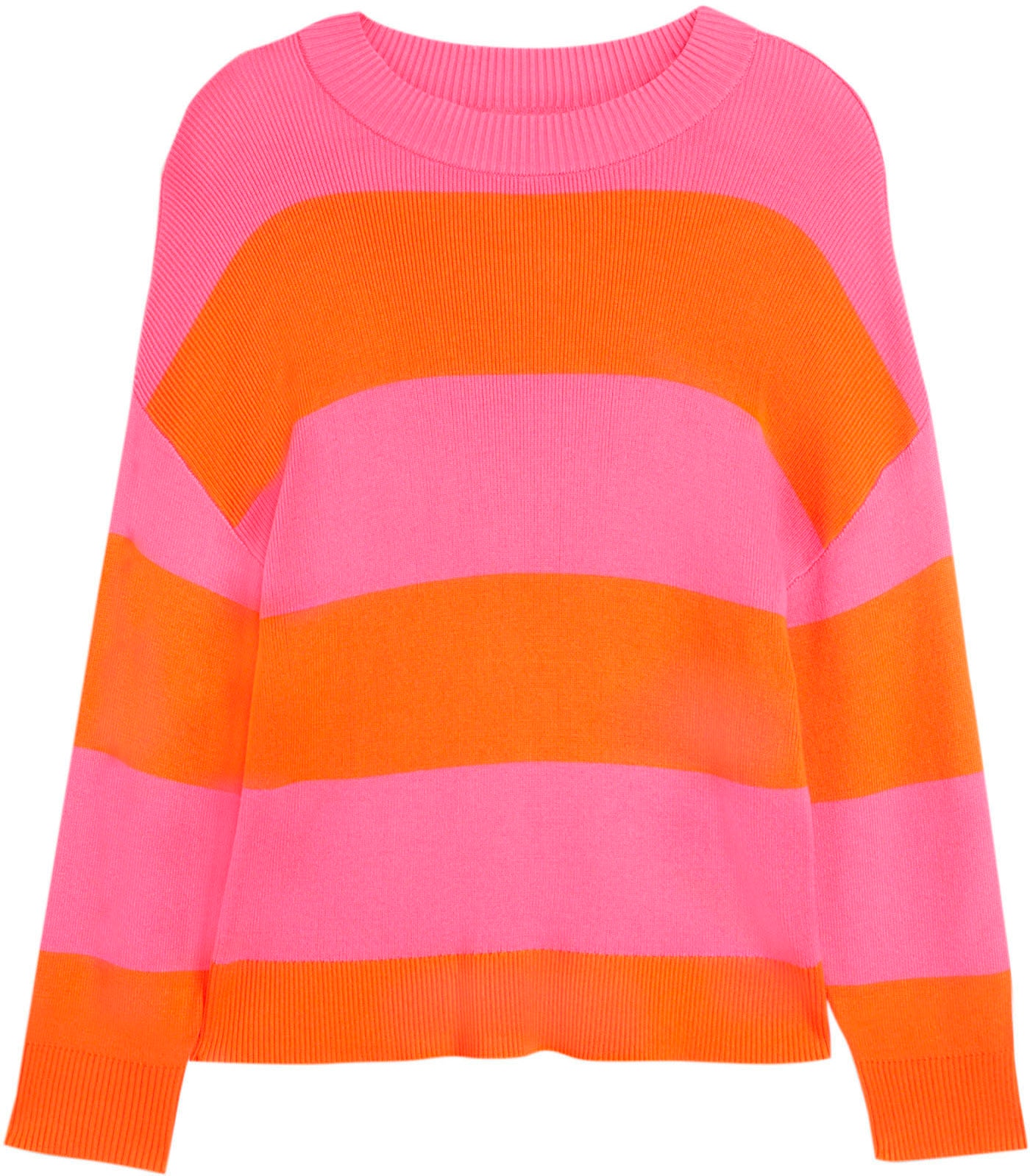 bonprix Strickpullover gestreiftes Design, ohne Verschluss, normale Länge, Oversize-Passform