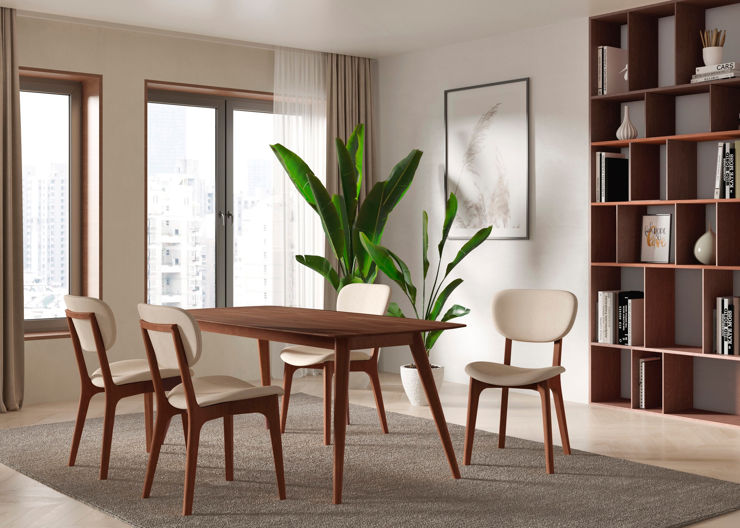 Home affaire Chaise »COZY Made in Italy« (Ensemble) 2 cuisstructure en hêtre, cerisier ou noyer, bois massif, chaise design