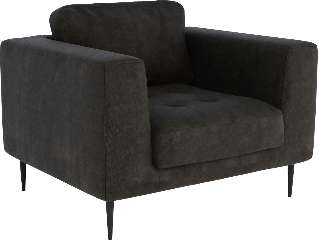 TRENDMANUFAKTUR Fauteuil »Luzi, Loungesessel, modern mit extra hohen Füssen« Fauteuil design avec grand confort d'assise, pieds en métal noir, largeur 96 cm