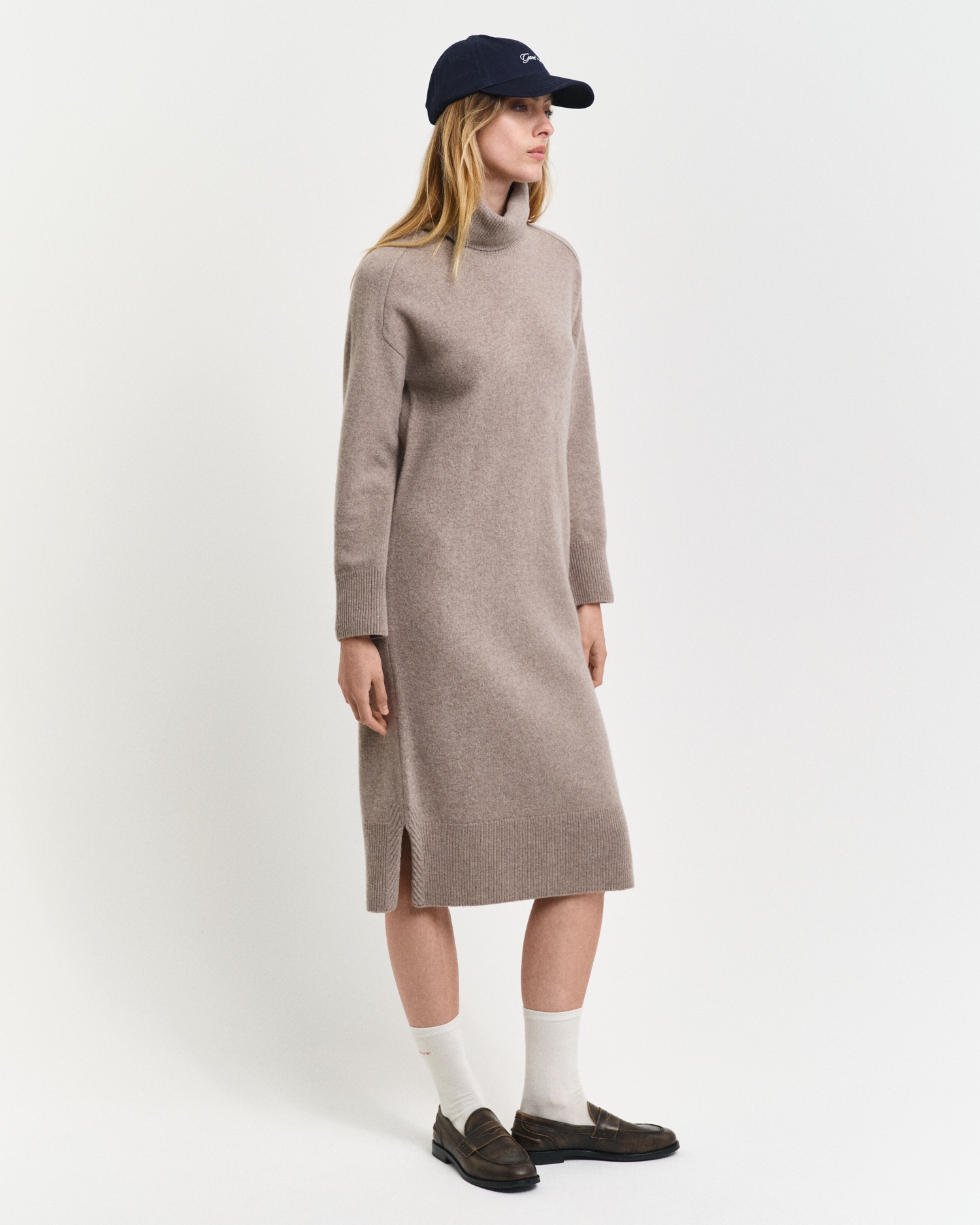 Gant Midikleid »HERRINGBONE DETAIL ROLLNECK DRESS« mit Rollkragen