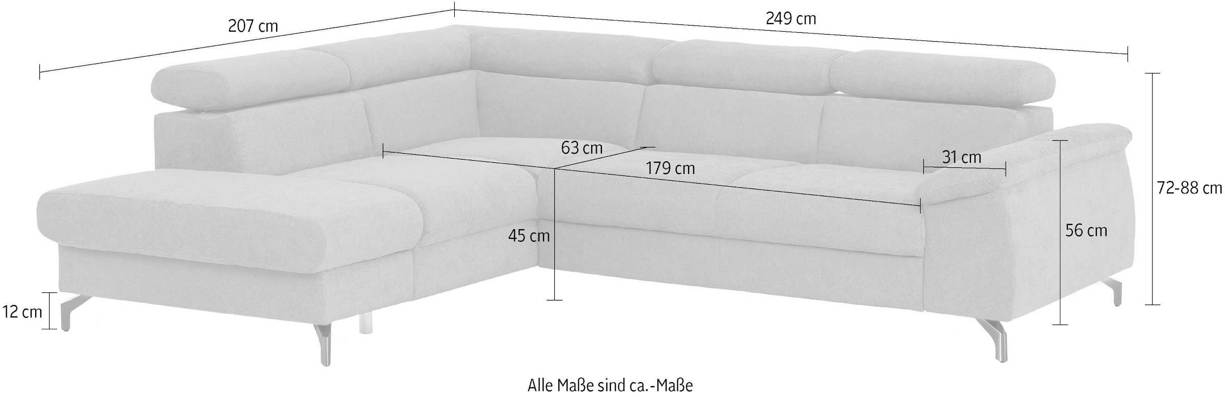 COTTA Ensemble rembourré »Kitty L-Form, B: 249 bzw. 100 cm (Set: Ecksofa & Hocker)« Set,  mit Kopfteilverstellung, optional Bettfunktion & Bettkasten